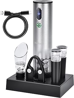 Electric Wine Opener with Wine Accessories -Rechargeable Wine Bottle Opener Set with Base, Wine Aerator, Foil Cutter and Wine Stoppers- Perfect Wine Gifts for Wine Lovers