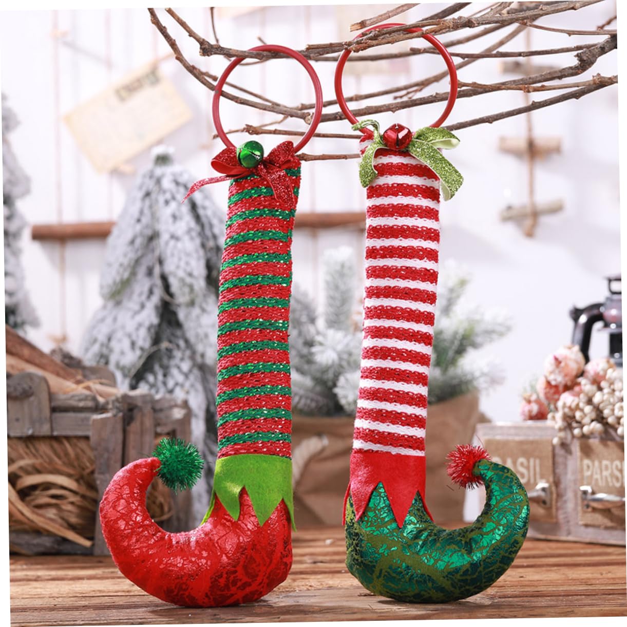 Ciieeo Lot De 6 Bottes D' À Paillettes Décoration De Bottes d'arbre Jambes D' pour Couronne Décoration De Nativité Crochet Cintre Décoration De Cheminée Arbre De Noël