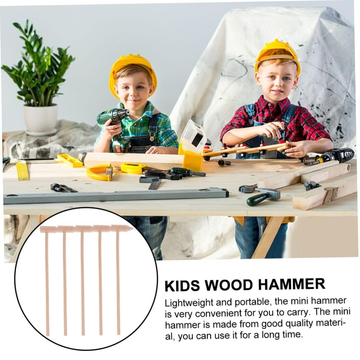 Vaguelly Educational Boys and Girls Tool Set 5pcs Mini Mallets Small Hammers Wooden Hammer Toy Toy Tools