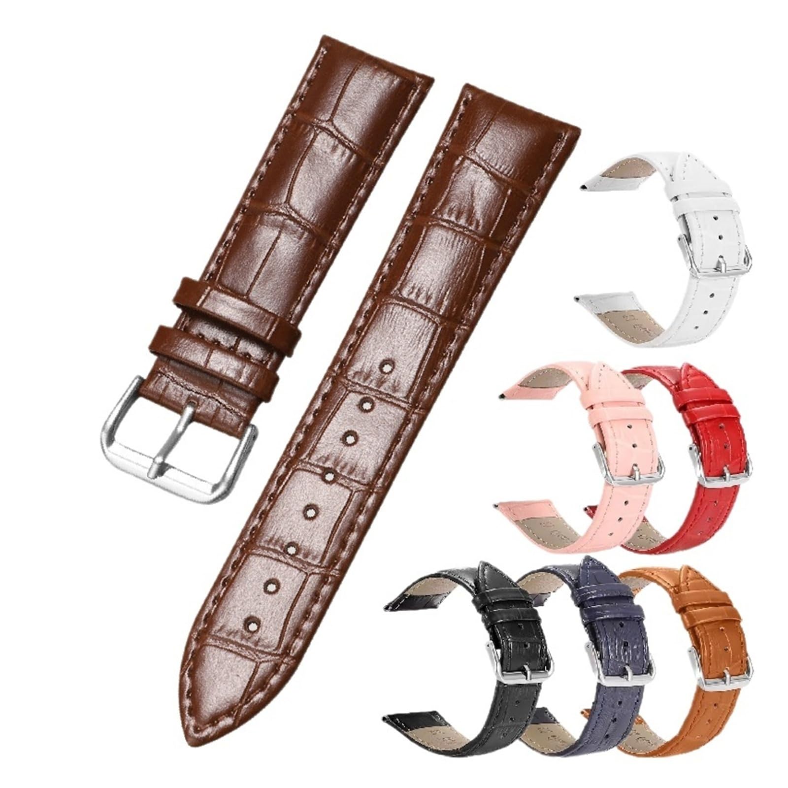 Générique NASUNJIA Bracelet De Montre Rechange En Cuir, Disponible Largeurs 12 Mm, 14, 16, 18, 19, 20, 22 Et 24