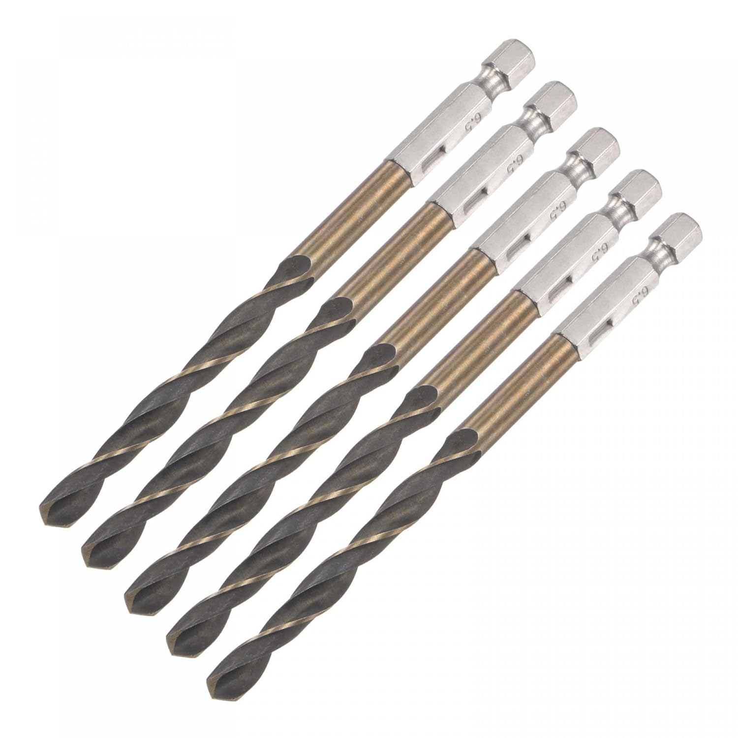 uxcell 5 Pcs High Speed Steel Hex Shank Twist Drill Bit, 5mm Drilling Dia with 1/4 Inch Hex Shank 105mm Length