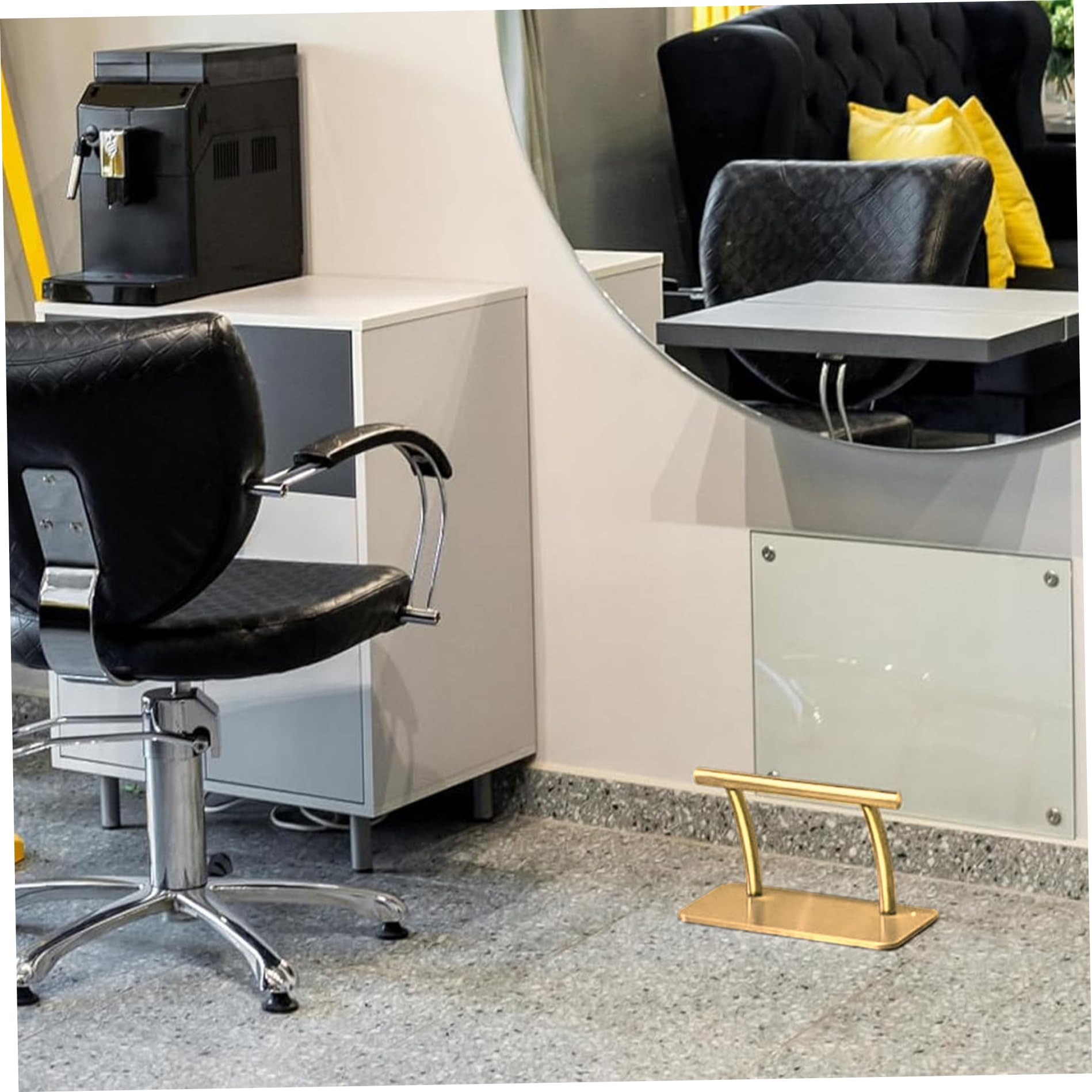 Reposapiés para silla de peluquero, 12x7, 5x7, 5 pulgadas, reposapiés para silla de salón de acero inoxidable dorado, equipo de peluquero de repuesto pulido