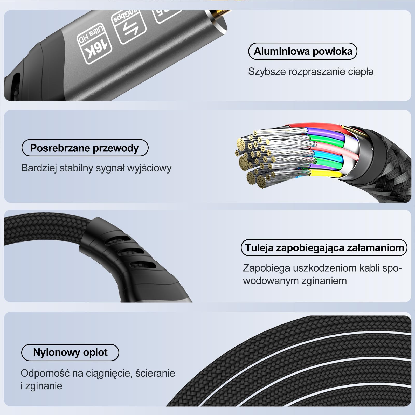 USB C Thunderbolt 5 Kabel 80Gbps 3m, przepustowość wideo 120Gbps, PD 3.1 240W, wideo 16K@30Hz 8K@60Hz, 12-bitowa głębia kolorów Kompatybilny z Mac mini M4 Pro, Thunderbolt 4, SSD, eGPU