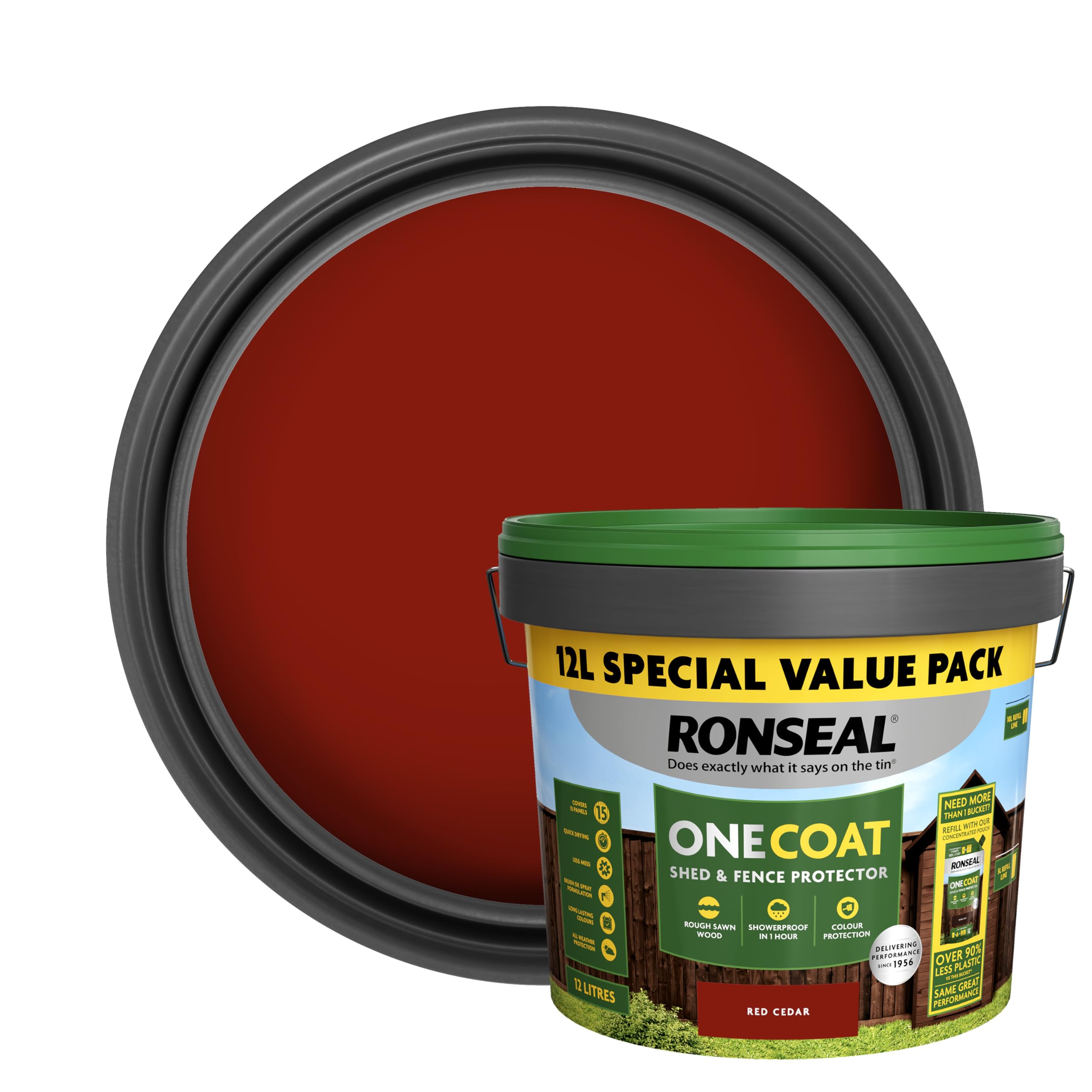 Ronseal One Coat Shed and Fence Protector Red Cedar 12L