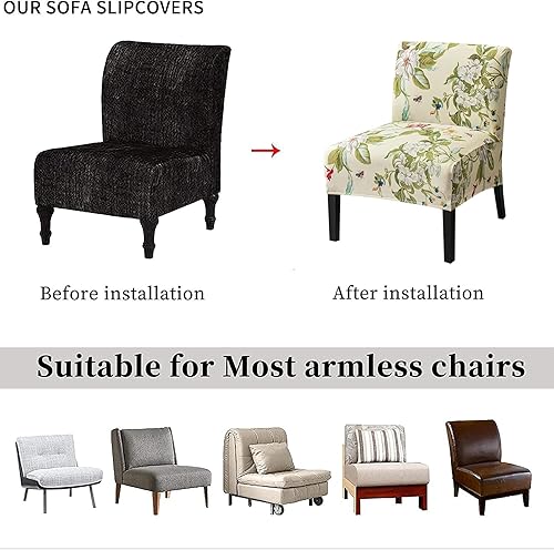 Miniatura 6 de Eco-Ancheng Funda para silla sin brazos, extraíble, lavable, fundas impresas para sala de estar y comedor