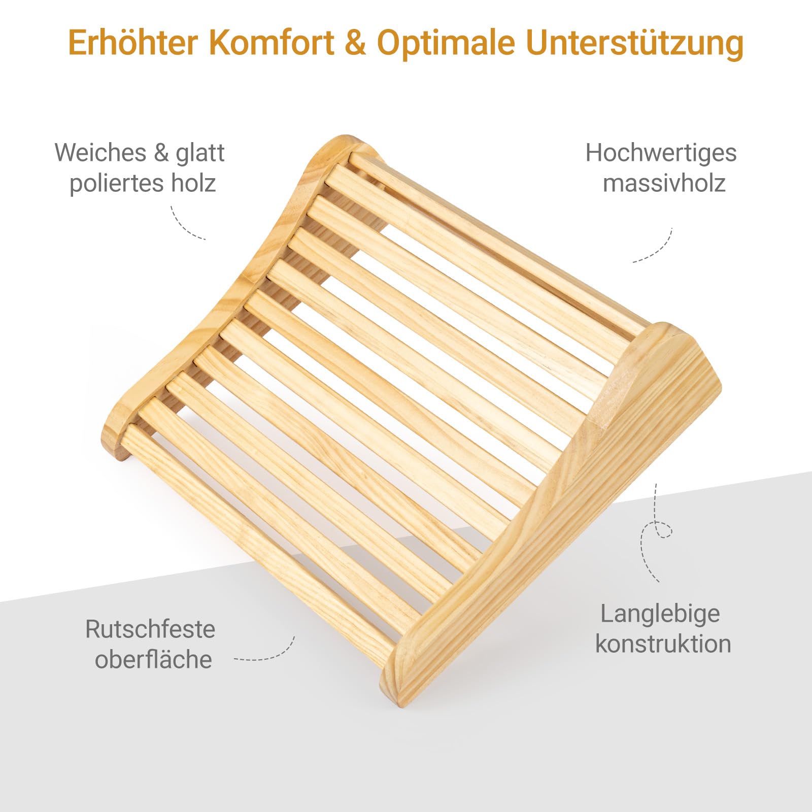 2er-Pack Sauna-Kopfstütze aus Holz, ergonomisch, mit gebogener Rückenlehne und Nackenstütze für Sauna und Infrarotkabine, aus Holz gefertigt, wellenförmiges Sauna-Zubehör, Sauna-Nackenkissen