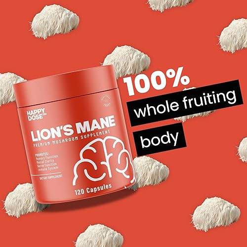 Miniatura 3 de HAPPYDOSE - Suplemento de hongo de melena de león  Cápsulas de extracto de hongo en polvo  Suplemento natural de refuerzo cerebral  Suplemento de