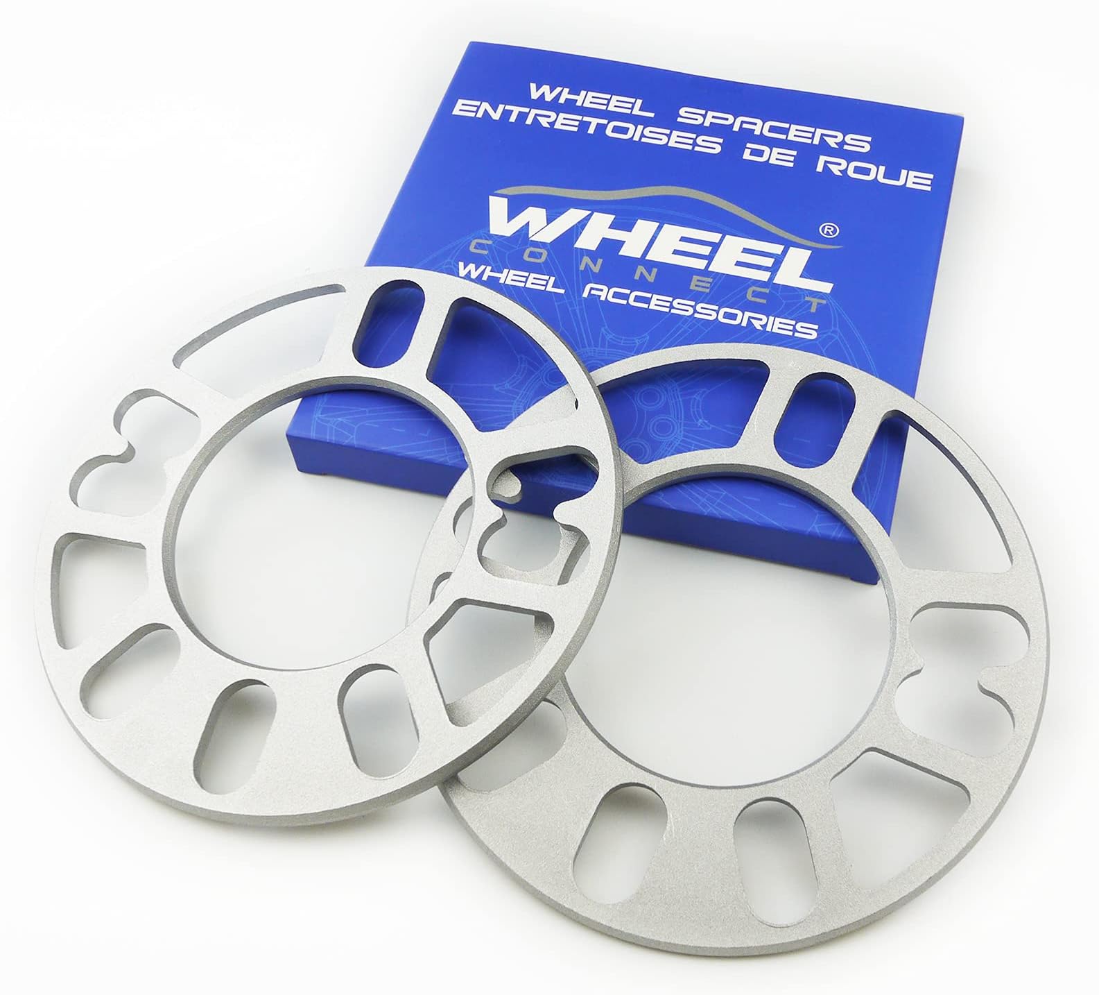 WHEEL CONNECT Universal Wheel Spacer,5mm Thickness(3/16inch),Fit Bolt Pattern 4x98, 4x100, 4x108, 4x114.3, 5x100, 5x105,5x108, 5x110, 5x112, 5x114.3,5x120, Cast Aluminum, Pack of 2.
