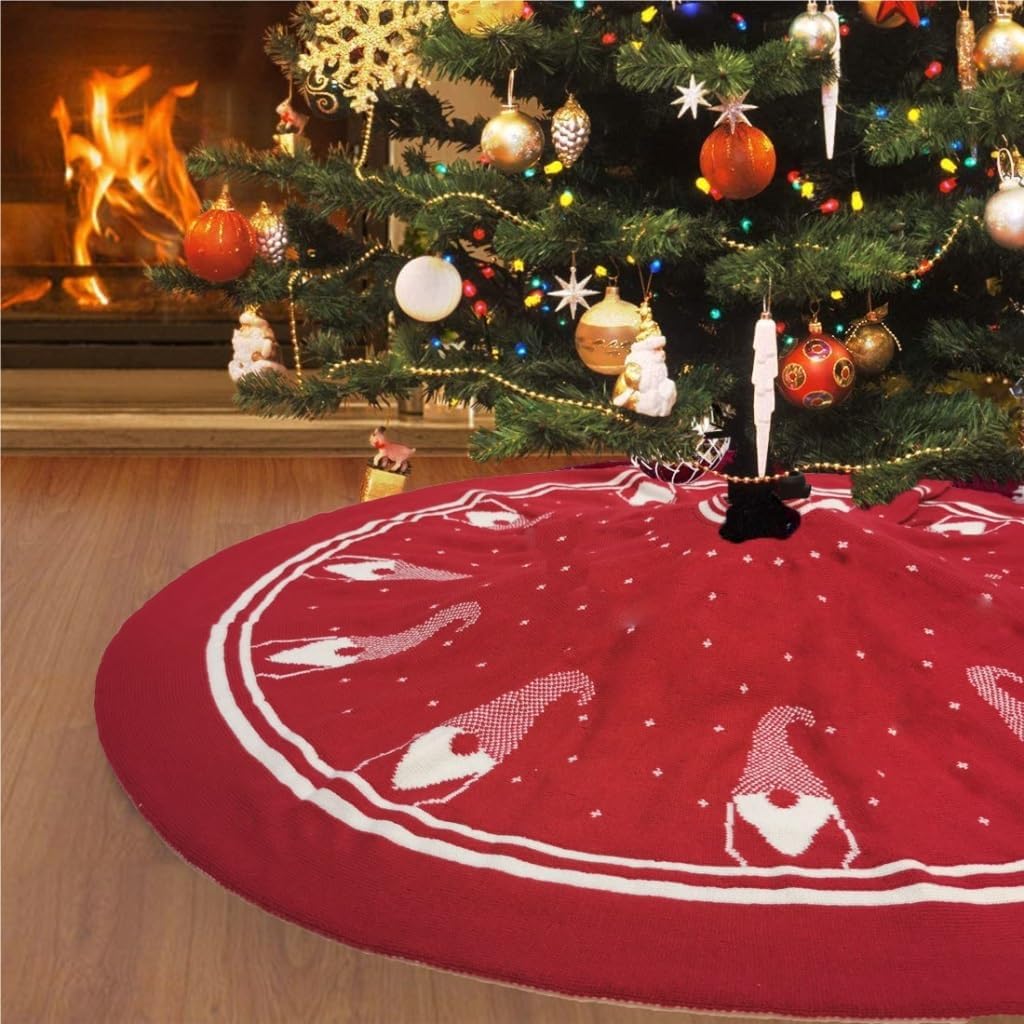 Tree Skirt Christmas Christmas Tree Skirt Knitted Tree Skirt Apron Double-Sided Knitted Faceless Doll Christmas Tree Skirt Christmas Skirt Tree