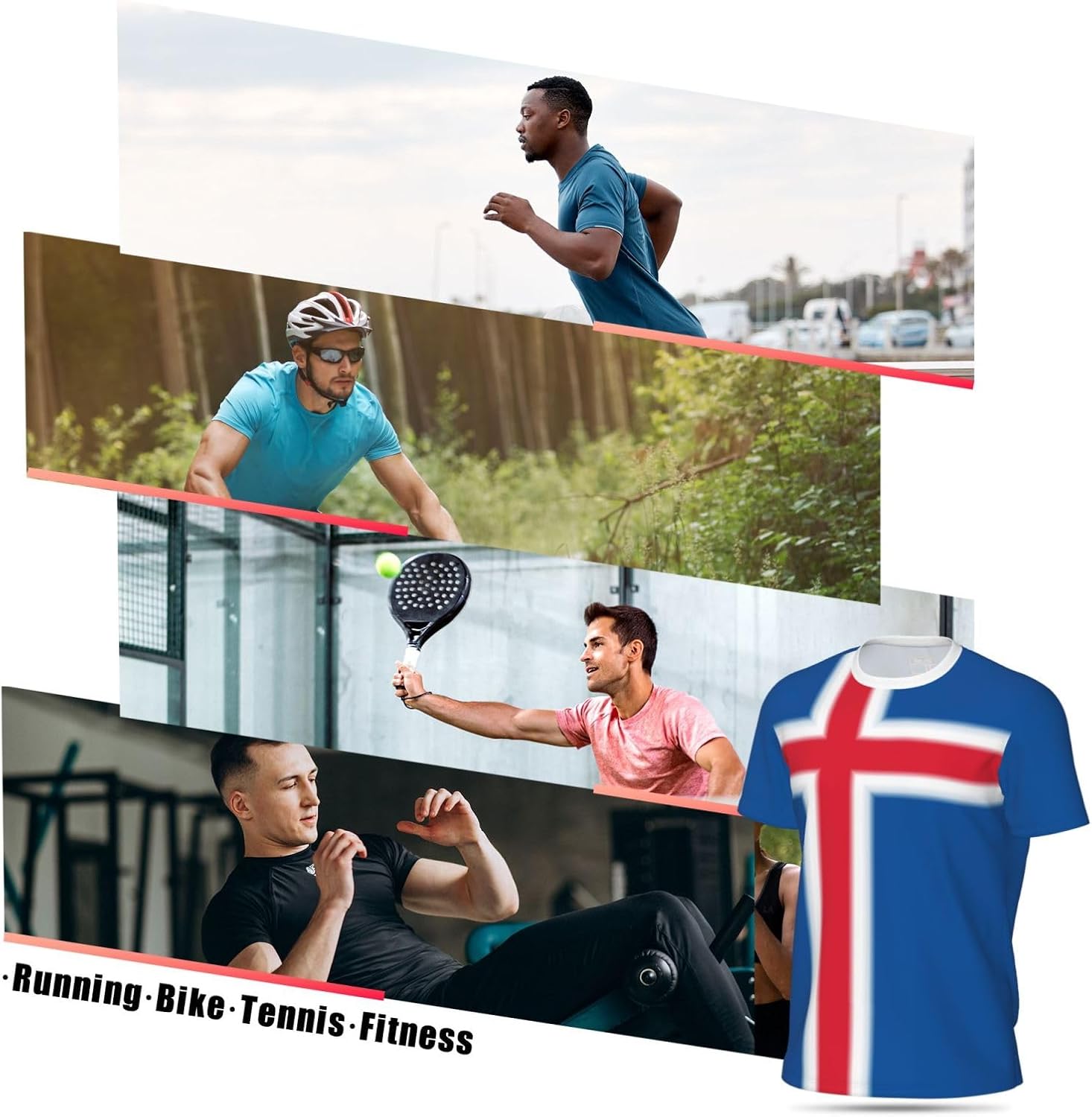 Jersey Mesh T-Shirt Iceland Flag Gradient Color 3D Print for Running Cycling Soccer Fitness Sports