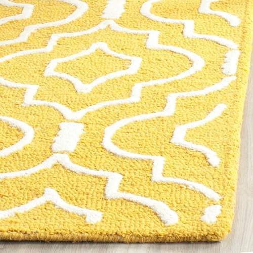 Miniatura 3 de SAFAVIEH Cambridge Collection - Alfombra decorativa de 2 pies 6 pulgadas x 4 pies, dorado y marfil, lana marroquí hecha a mano, ideal para zonas de