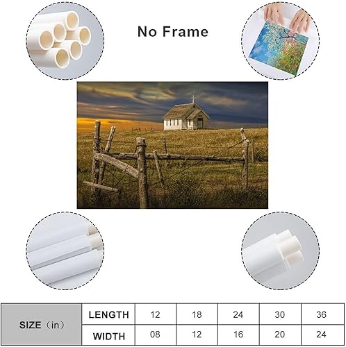 Miniatura 2 de Hermoso póster de la antigua iglesia del país, paisajes naturales, naturaleza muerta al atardecer en Dakota del Sur, pinturas artísticas de pared en