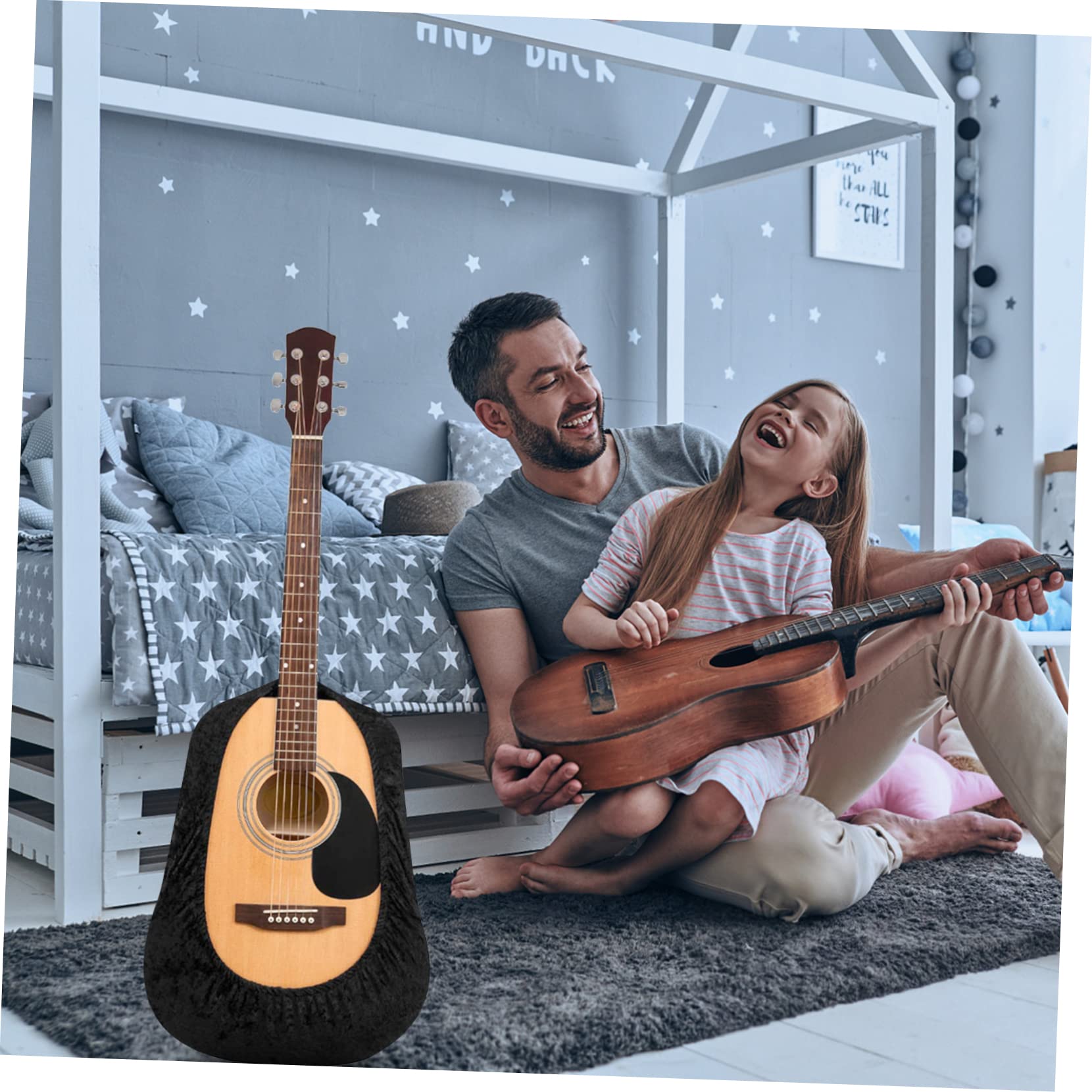 Funda Protectora para Guitarra Acústica Negro, Diseño Simple y Elegante, Material Antiácaros y Polvo, Adecuado para Uso Práctico y Diario