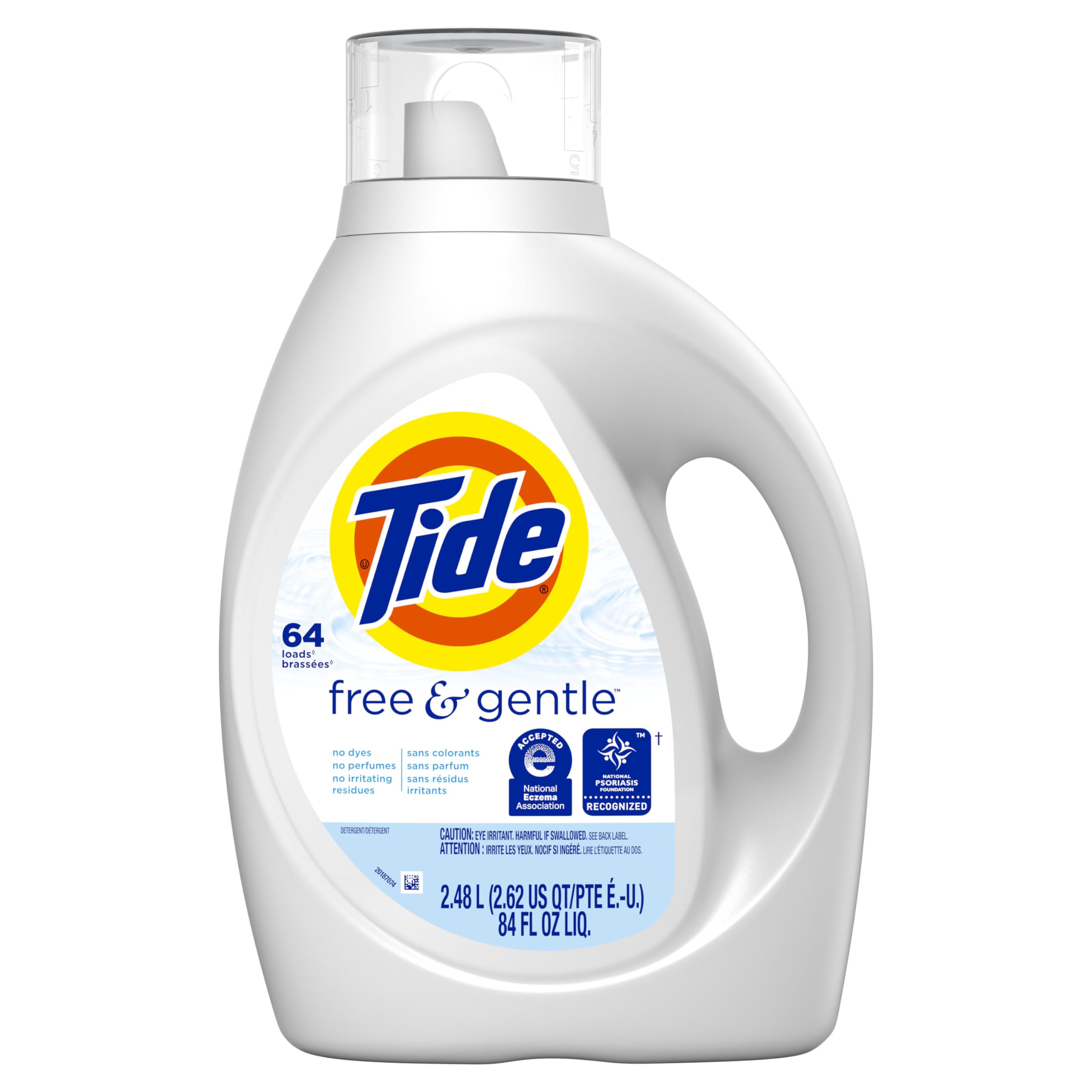 Tide Free and Gentle Liquid Laundry Detergent 84 oz Bottle | Dye-Free, Fragrance-Free Formula for Sensitive Skin - main product image