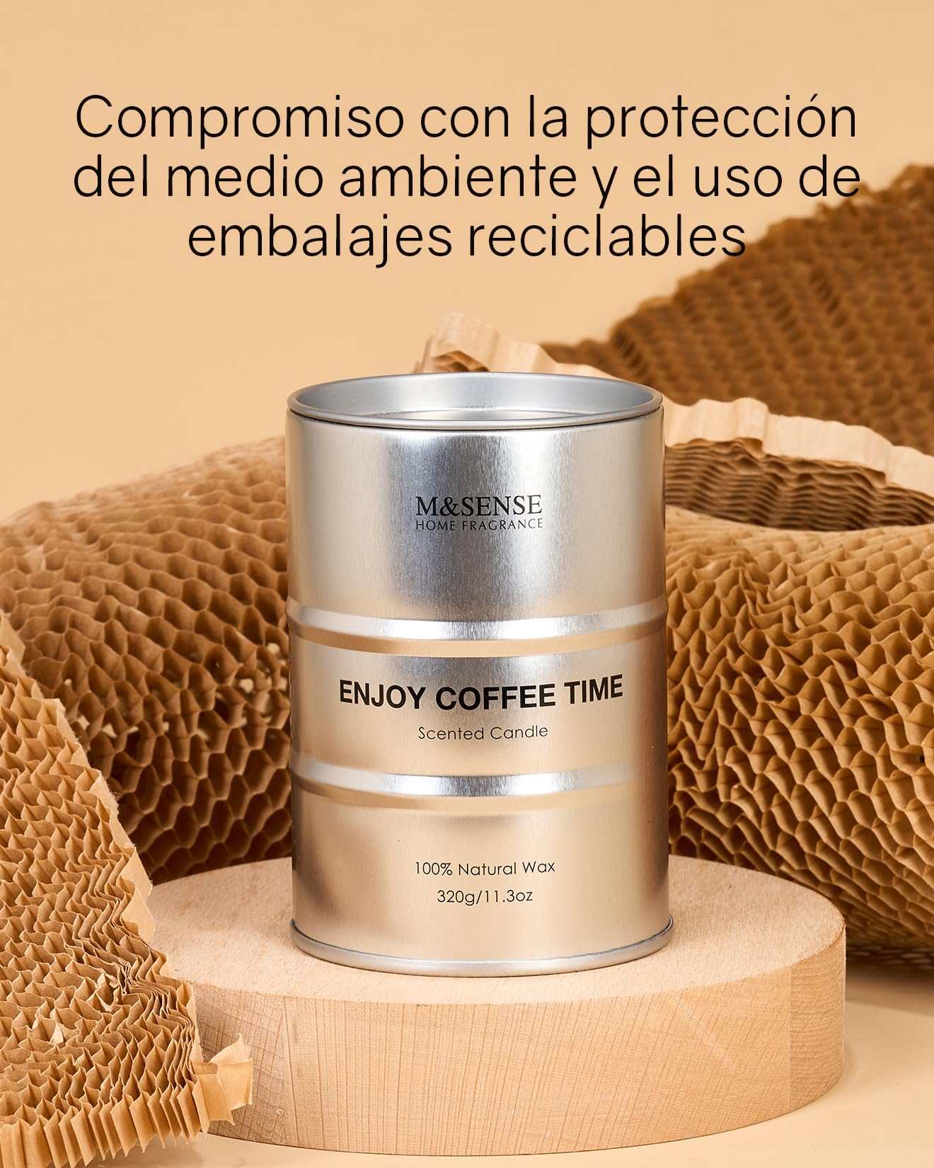 M&SENSE Vela perfumada para hombres, disfruta de velas perfumadas de café en vidrio