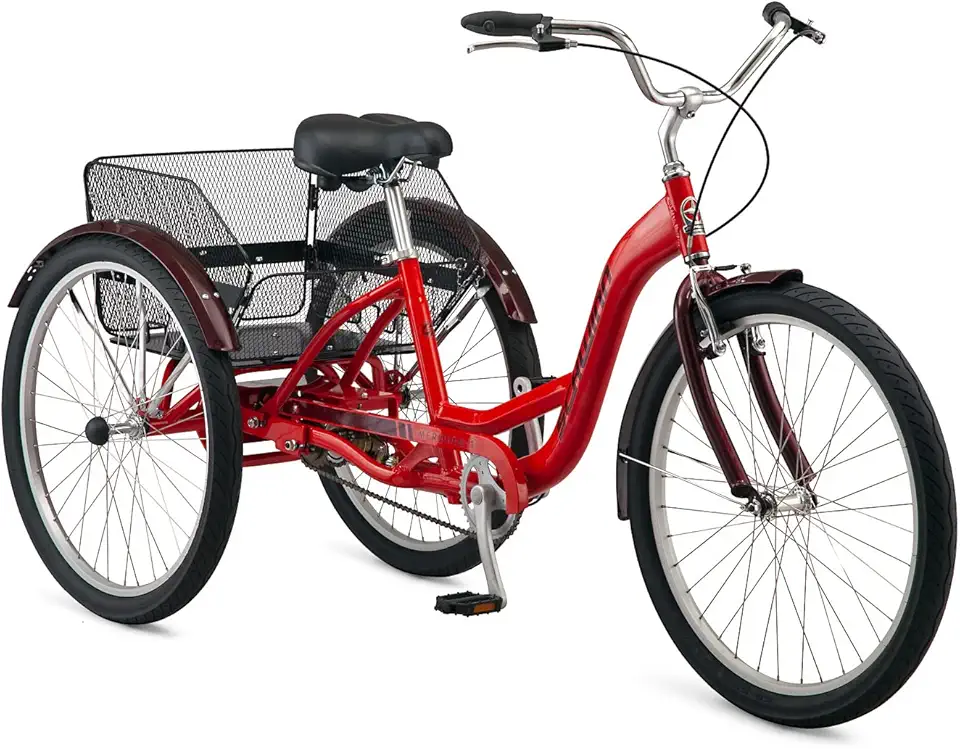 Schwinn Meridian Adult Trike, Three Wheel Cruiser Bike, Multiple Speeds, 26-Inch Wheels, Cargo Basket, Multiple Colors