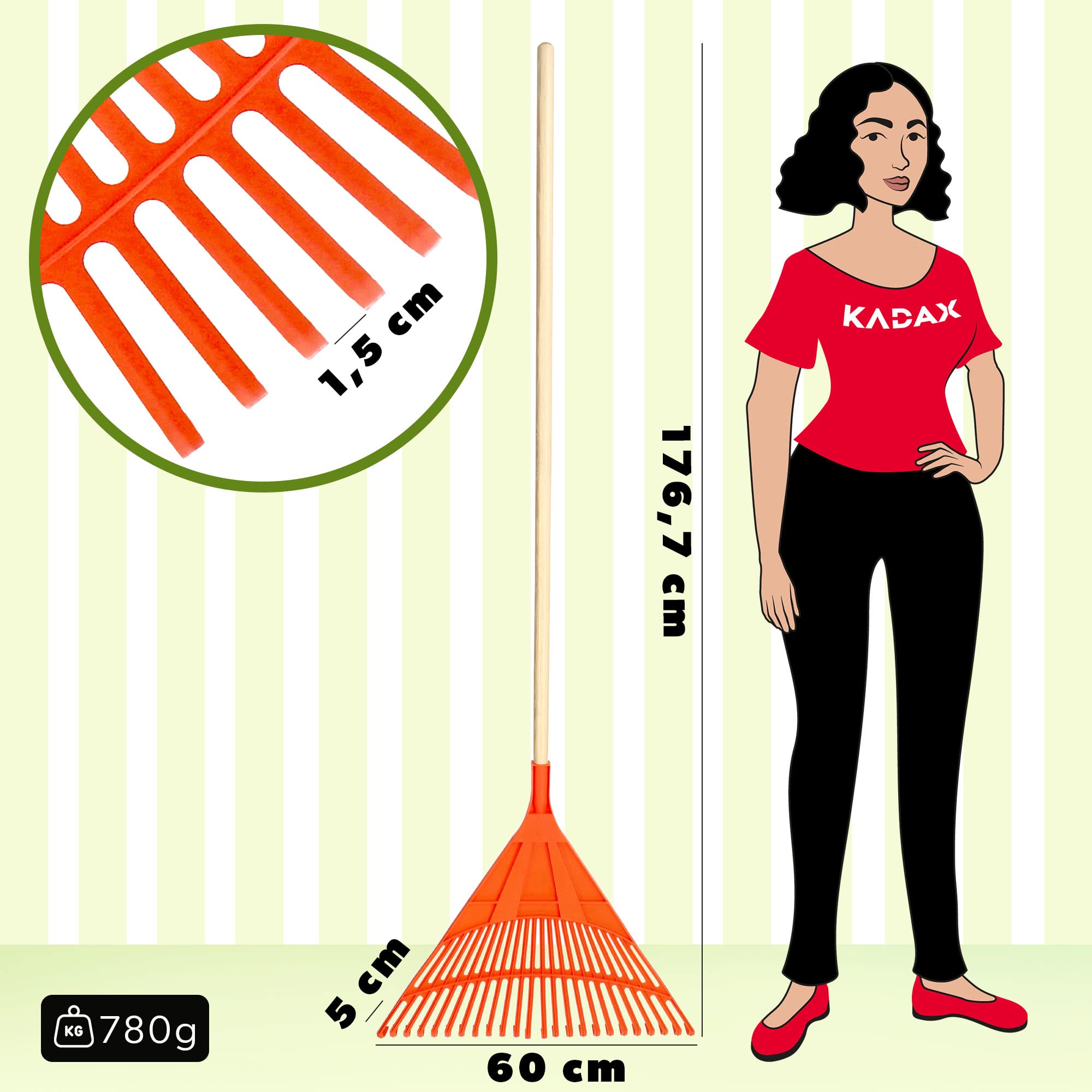 Bladhark 3in1, Groen, Kunststof, Telescopisch 56-122 Cm, 56 Cm Breed Maximex 9945130800