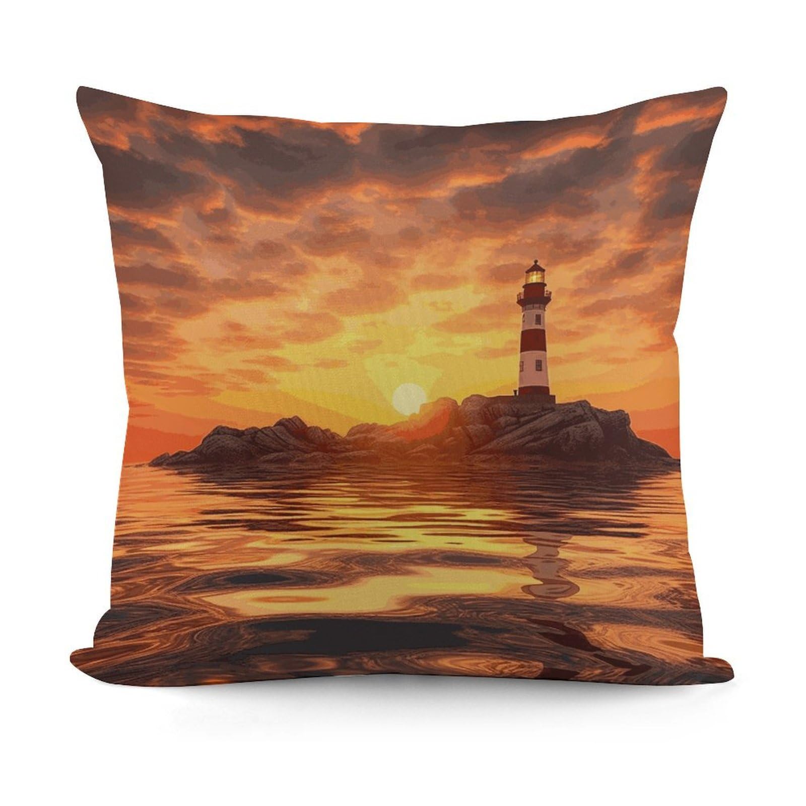 Adfgyerh Style Sea Lighthouse In Sunset Decorative Pillow Covers, Throw Pillow Covers Soft For All Seasons, Pillowcases For Couch Living Room Sofa Bedroom 18X18 Inch