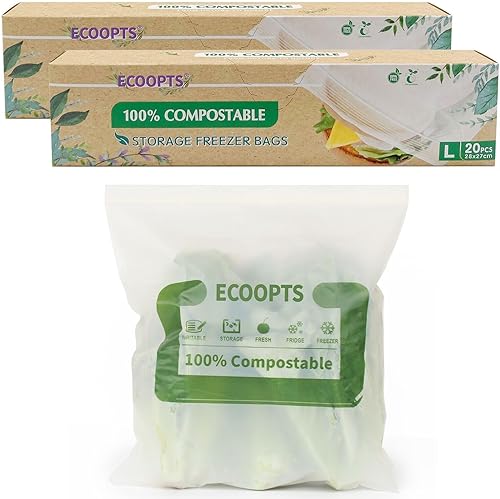 Miniatura 9 de Bolsa grande con cremallera para sándwich 100% compostable  Bolsas de almacenamiento de alimentos ecológicas  Bolsa para congelador  A base de