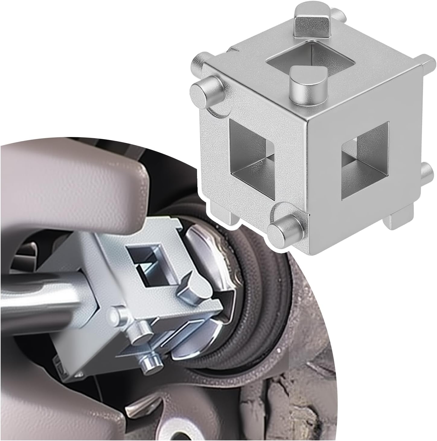 3/8 Inch Square Drive Car Cube Brake Caliper Compression Tool,Steel Rear Brake Caliper Tool for Piston Adjusting,Professional Disc Rear Calipers Piston Tools for Car Brakes Repair