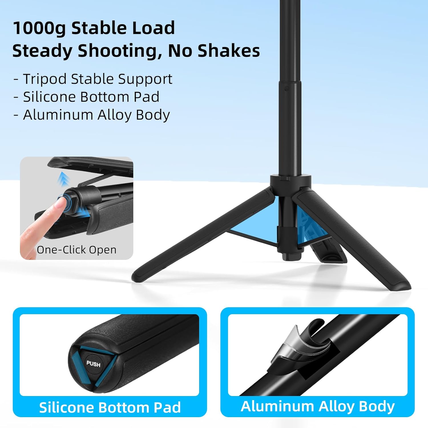 21" Action 6 Camera Tripod, Magnetic Quick Release Adapter Selfie Stick Extended Pole Handle Grip with 360° Ball Head & Cold Shoe Mount, Mini Table Desk Tripod for DJI Osmo Nano Accessories