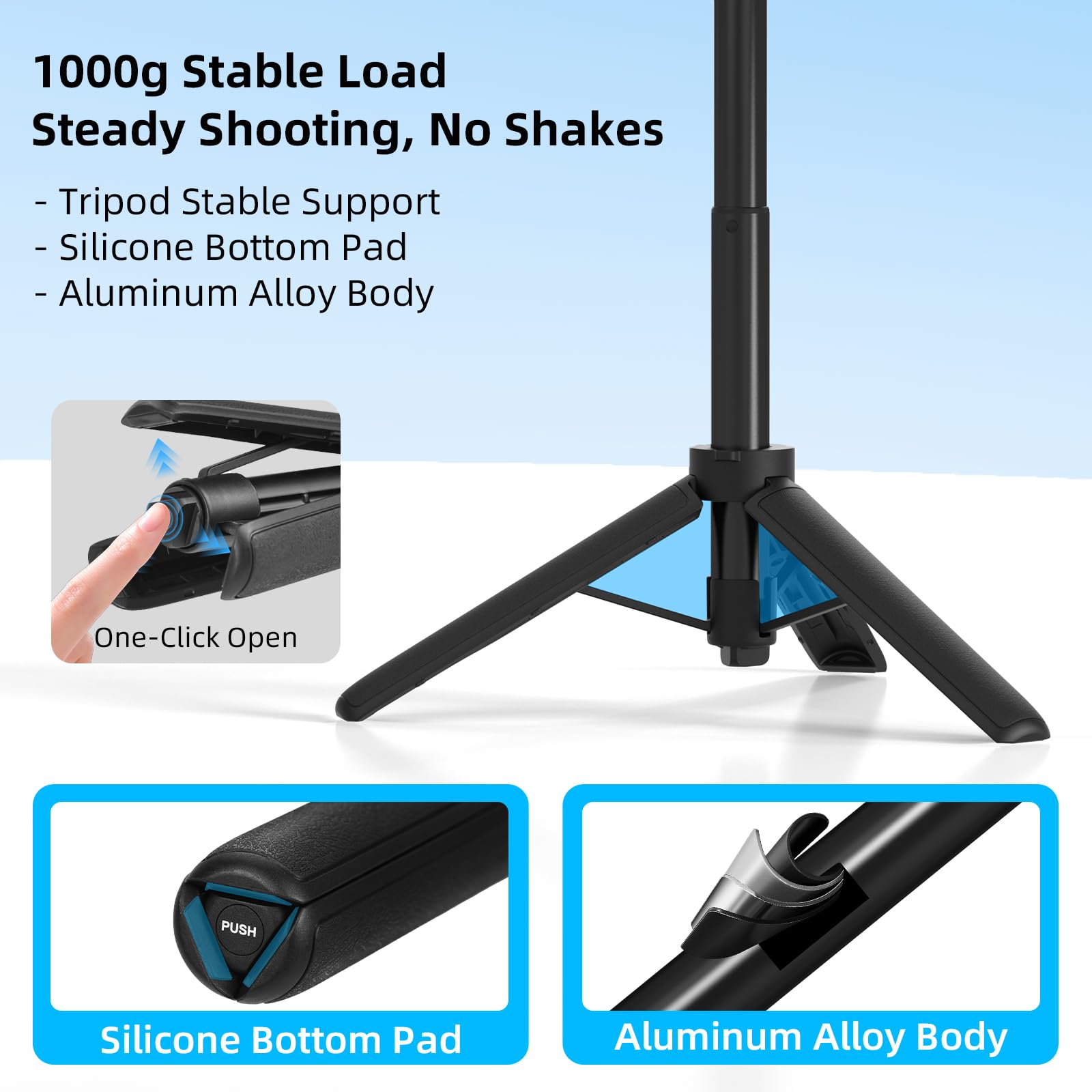 Treppiede per fotocamera Action 6 da 53,3 cm, adattatore magnetico a sgancio rapido, impugnatura estesa con testa a sfera a 360° e supporto a scarpa fredda, mini treppiede da tavolo per DJI