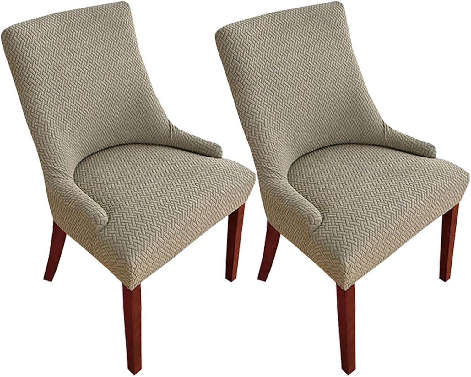 HACLEN Wingback Side Chair Slipcovers, Stretch Wingback Armchair Covers Reusable Kitchen Dining Chair Covers Washable Sloping Armchair Cover (khaki,Set of 2)