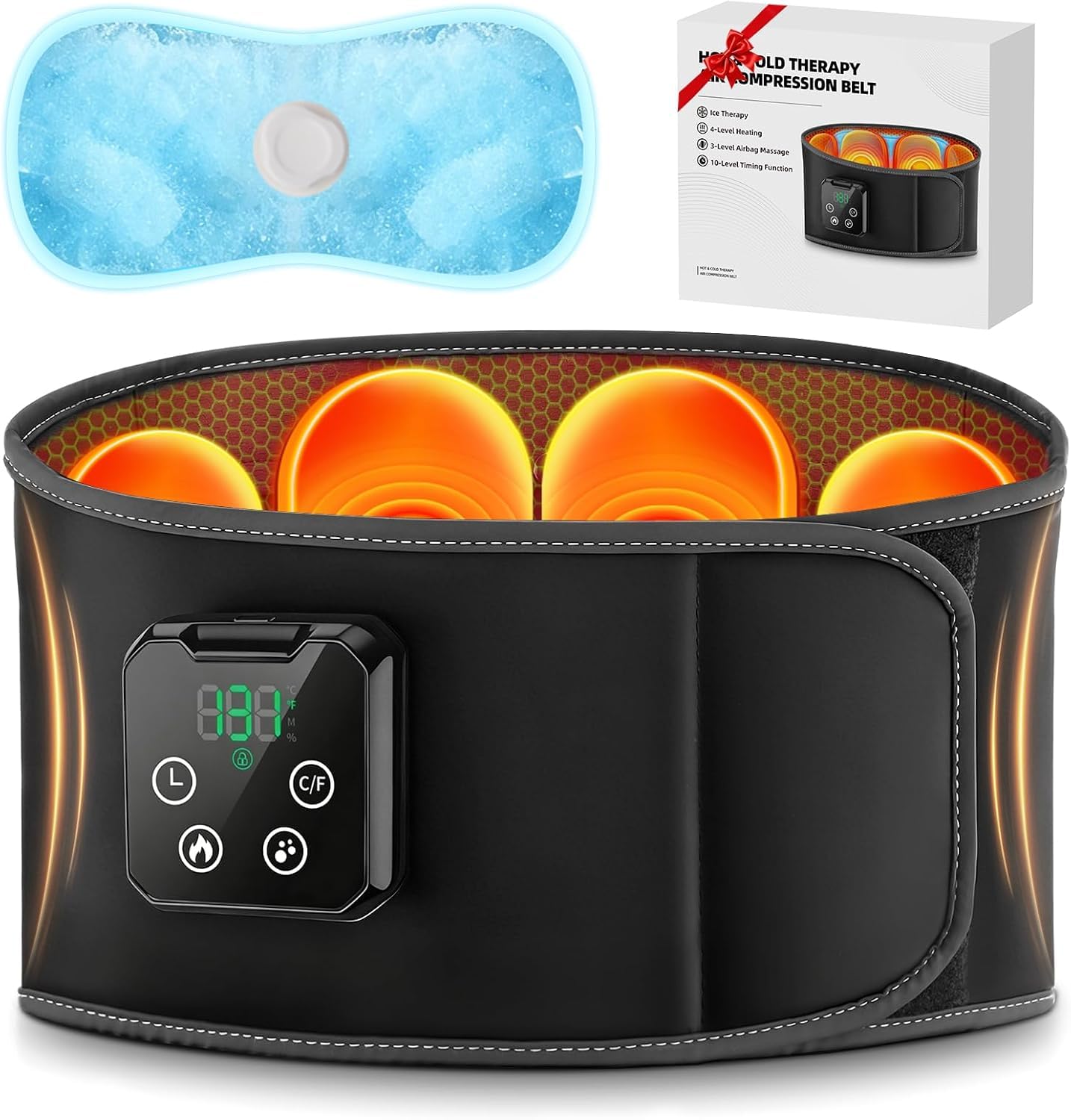 Cooling and Heating Lower Back Massager, Cordless Heating Pad for Back Muscle Re...