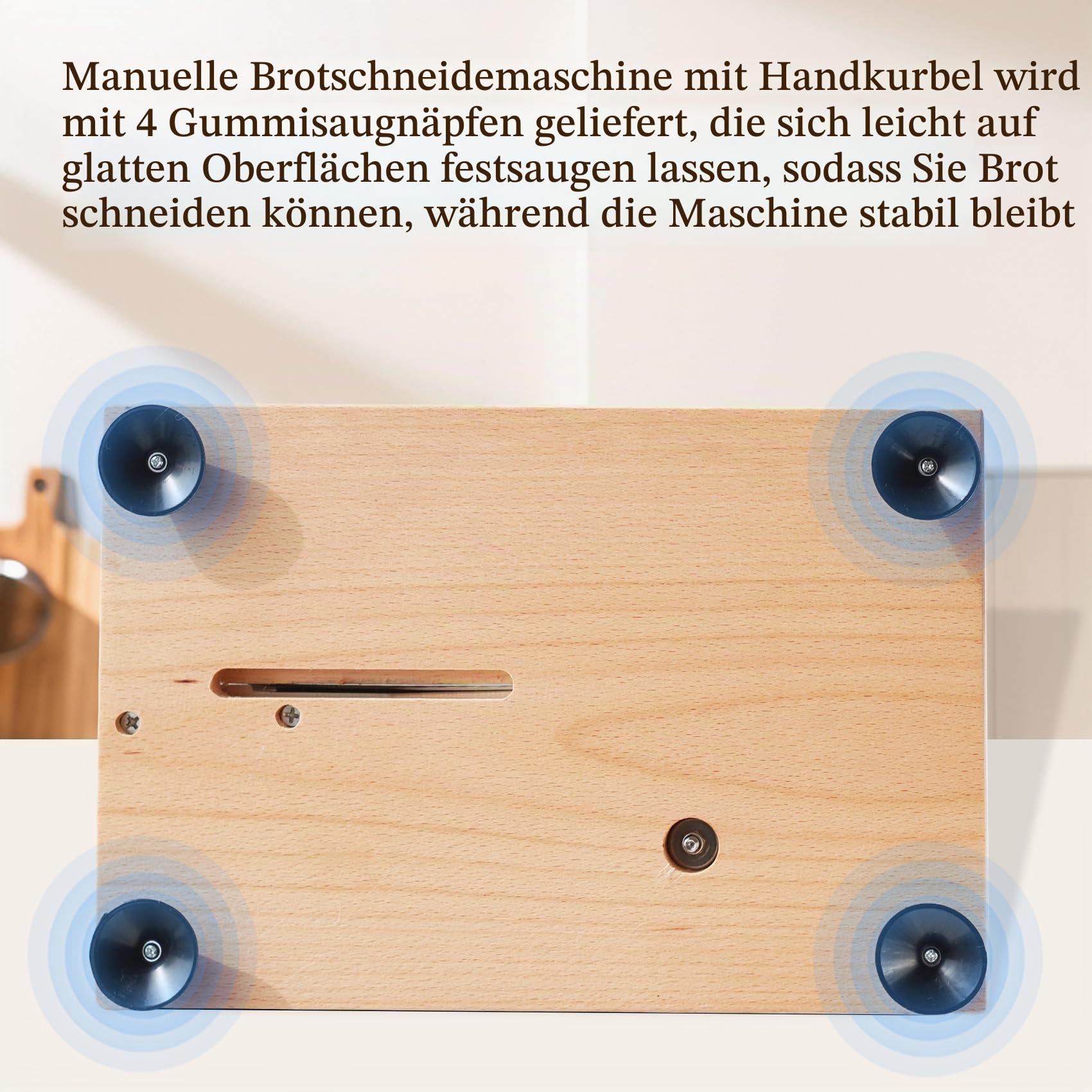 Manuelle Brotschneidemaschine mit Handkurbel, Einstellbarer Dicke & Edelstahlklinge - Stabiler Saugfuß für Sauerteig, Sandwichbrot - Leicht zu reinigen, für den privaten und gewerblichen Gebrauch