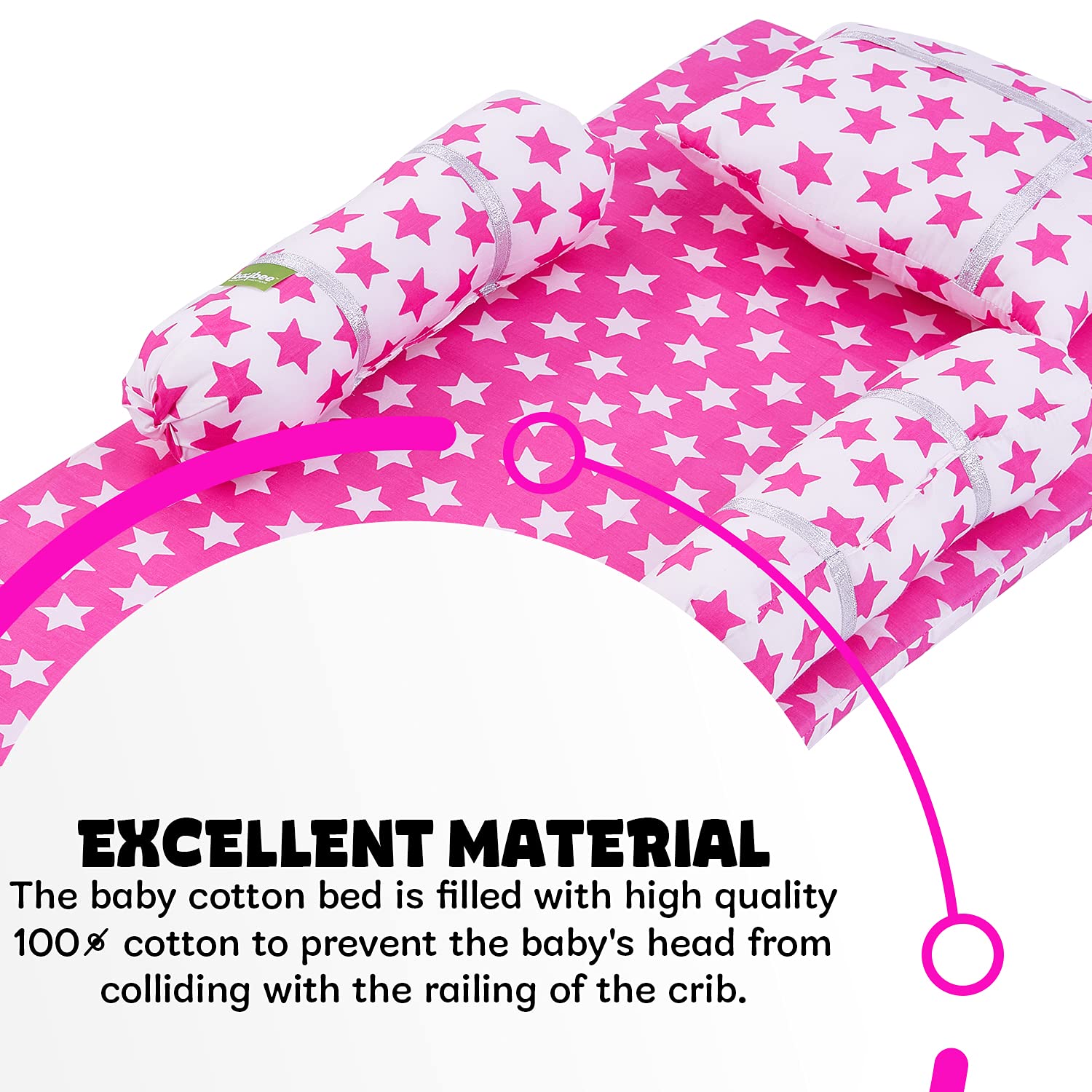 BAYBEE Foldable Baby Crib Cot Mattress Pad with Double Sides | Portable Baby Jhula Mattress Pad, Playard (Mattress Pink) - Image 6 thumbnail