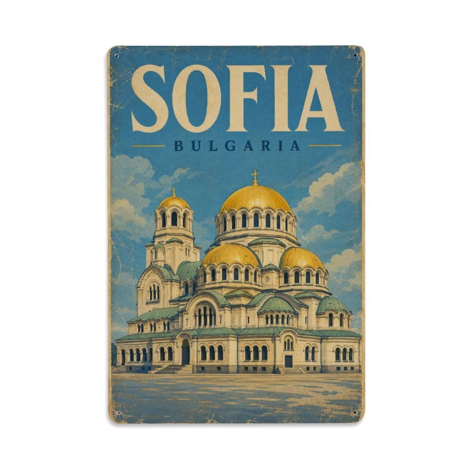Retro Travel Bulgaria Sofia Metal Tin Sign