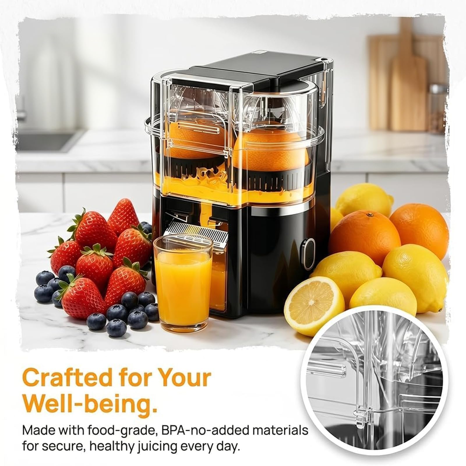 Exprimidor De Cítricos Automático De Doble Cabezal, Exprimidor Cítricos | Juice Maker con motor de 18000 Rpm, extractor de jugo inalámbrico de 2 velocidades para naranjas, limones y limas(Black)