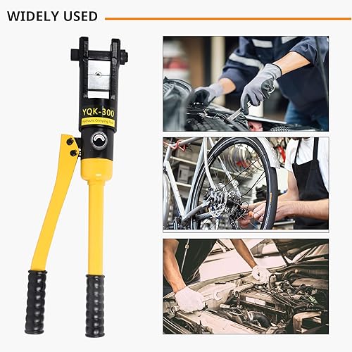 Miniatura 7 de Herramienta de prensado hidráulico de 16 toneladas, rango de 9 AWG a 600 MCM, crimpadora hidráulica con 13 pares de troqueles para cable hidráulico,