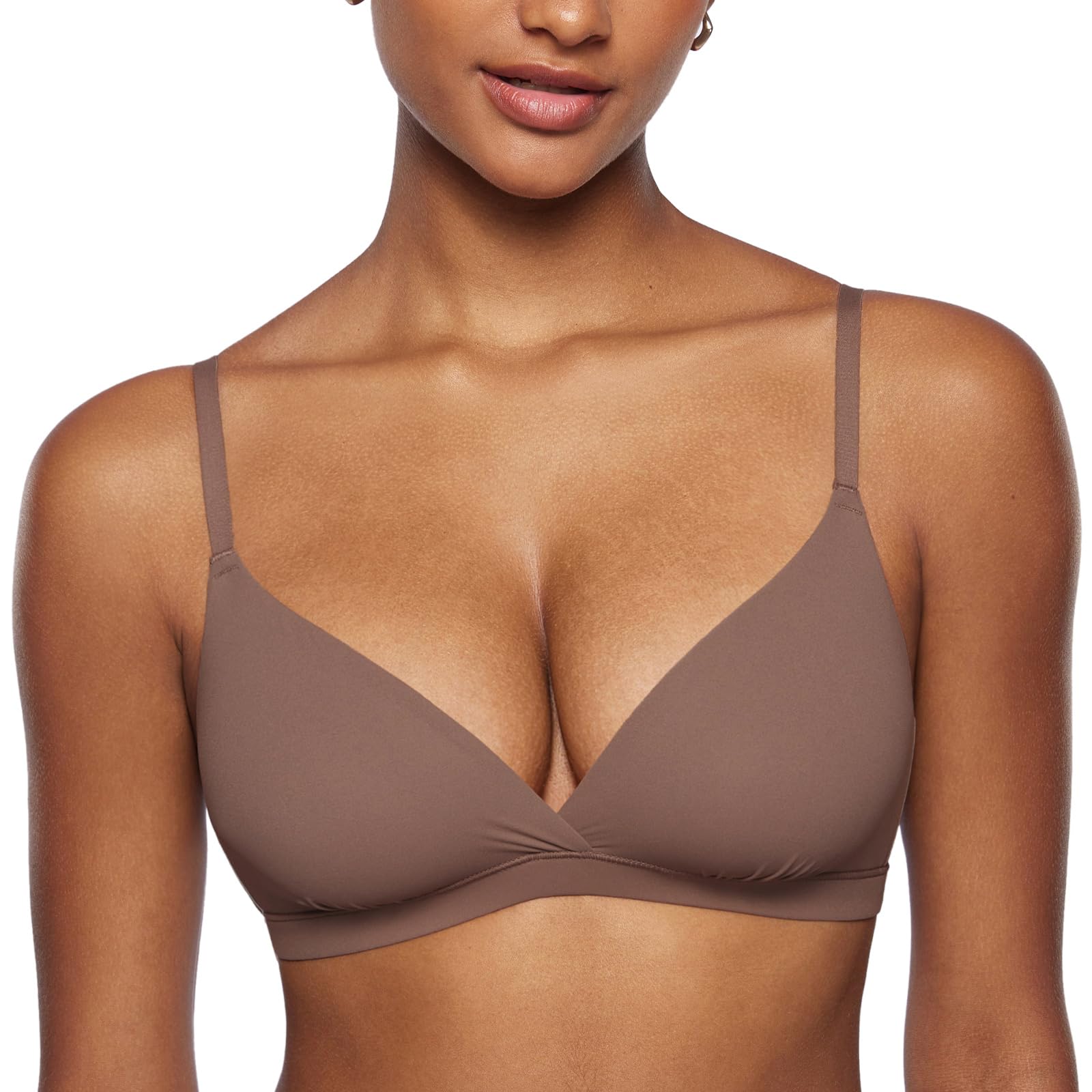 INLYRIC Women's Inbarely Triangle Bralette Comfortable Unlined V Neck Wireless Smoothing Bra Top Stretch