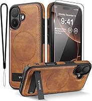 Vista 8 de Funda magnética de piel para iPhone 17, soporte invisible integrado [compatible con Magsafe], funda protectora delgada con función atril para iPhone