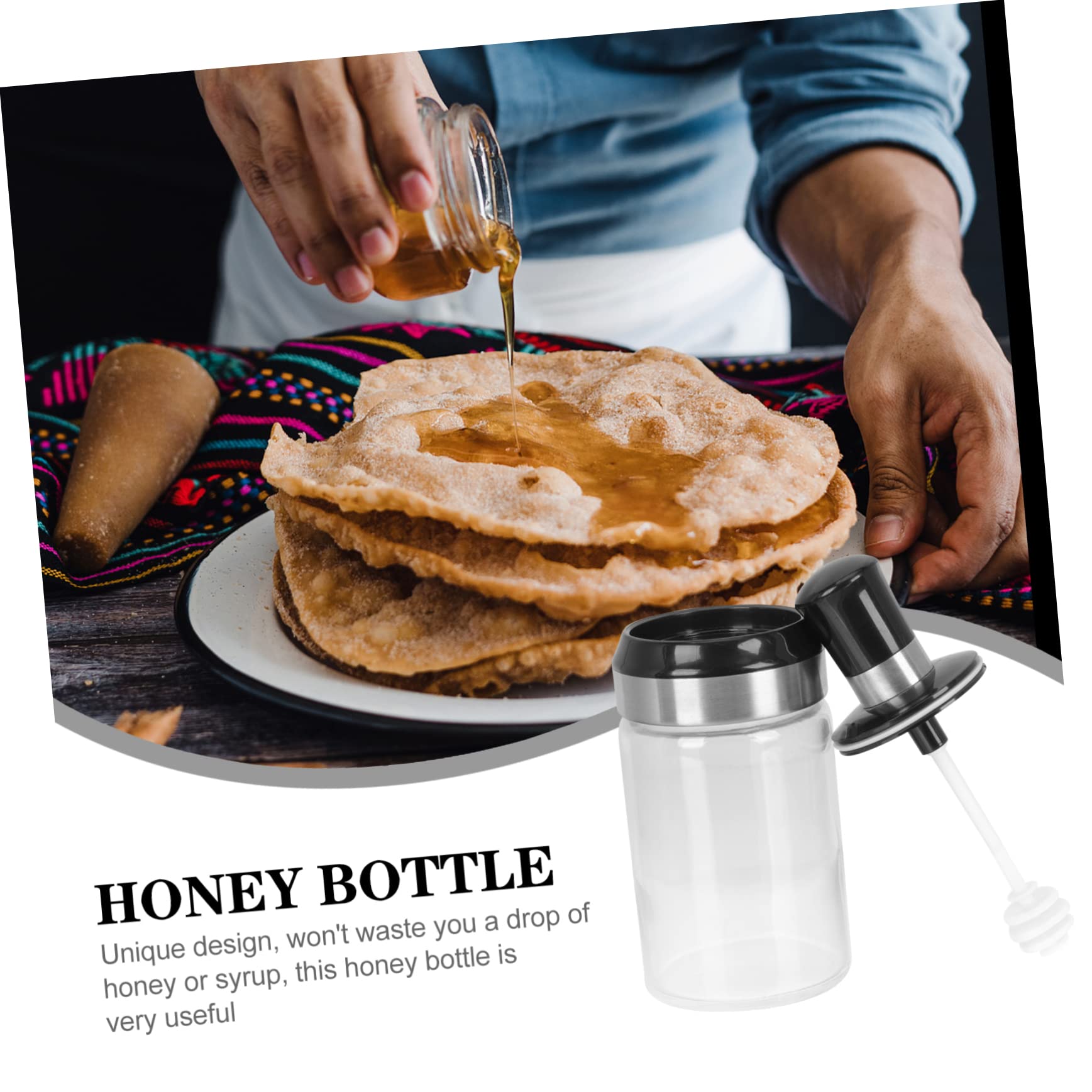 Cabilock Clear with Dipper Portable Lidded Honey Container for Kitchen Seasoning Household Storage Jar with Seal Easy to Use and Clean