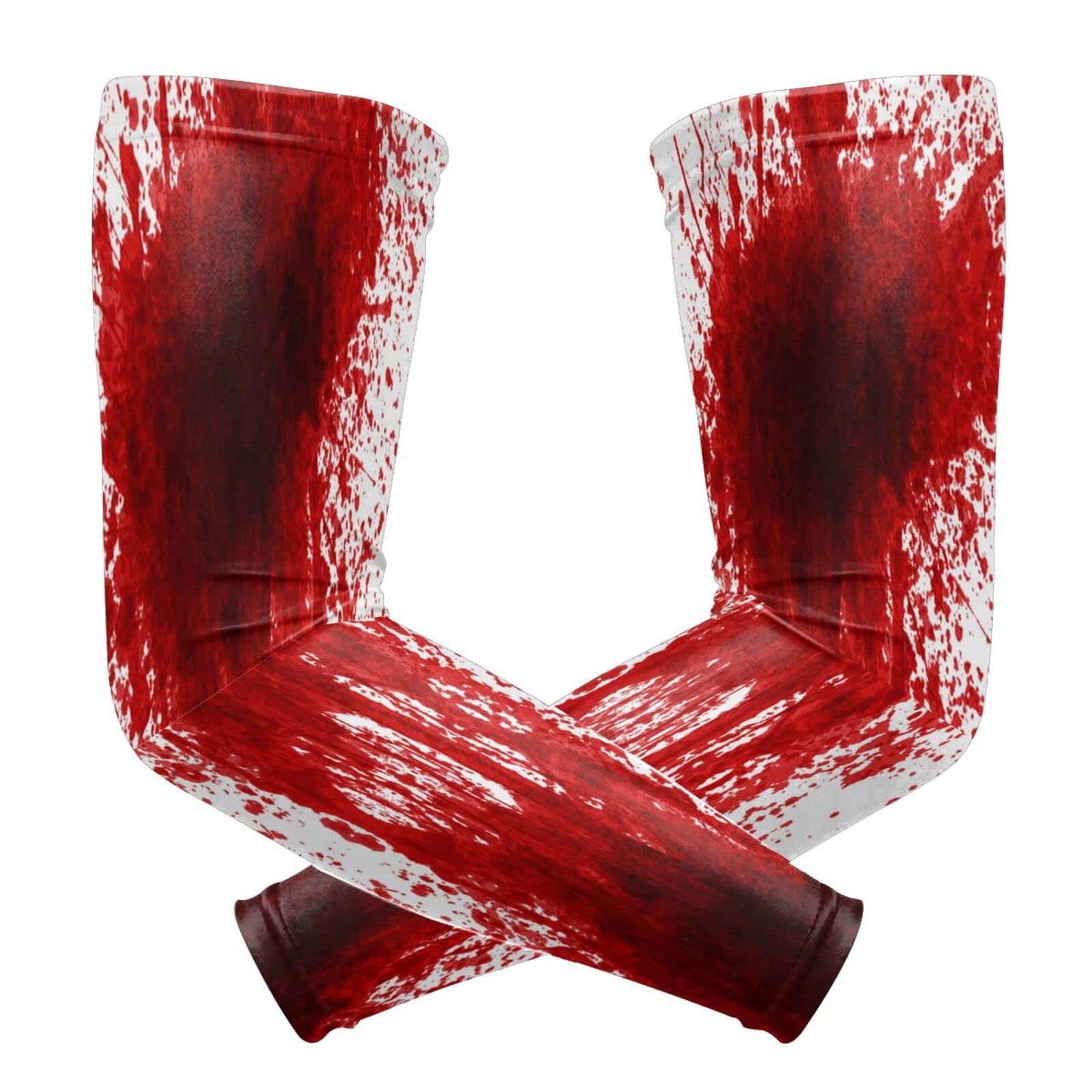 ZGXJJPP Bloody Splatter Arm Sleeves for Men or Women - Tattoo Cover Up - Cooling Sports Sleeve for Basketball Golf Football