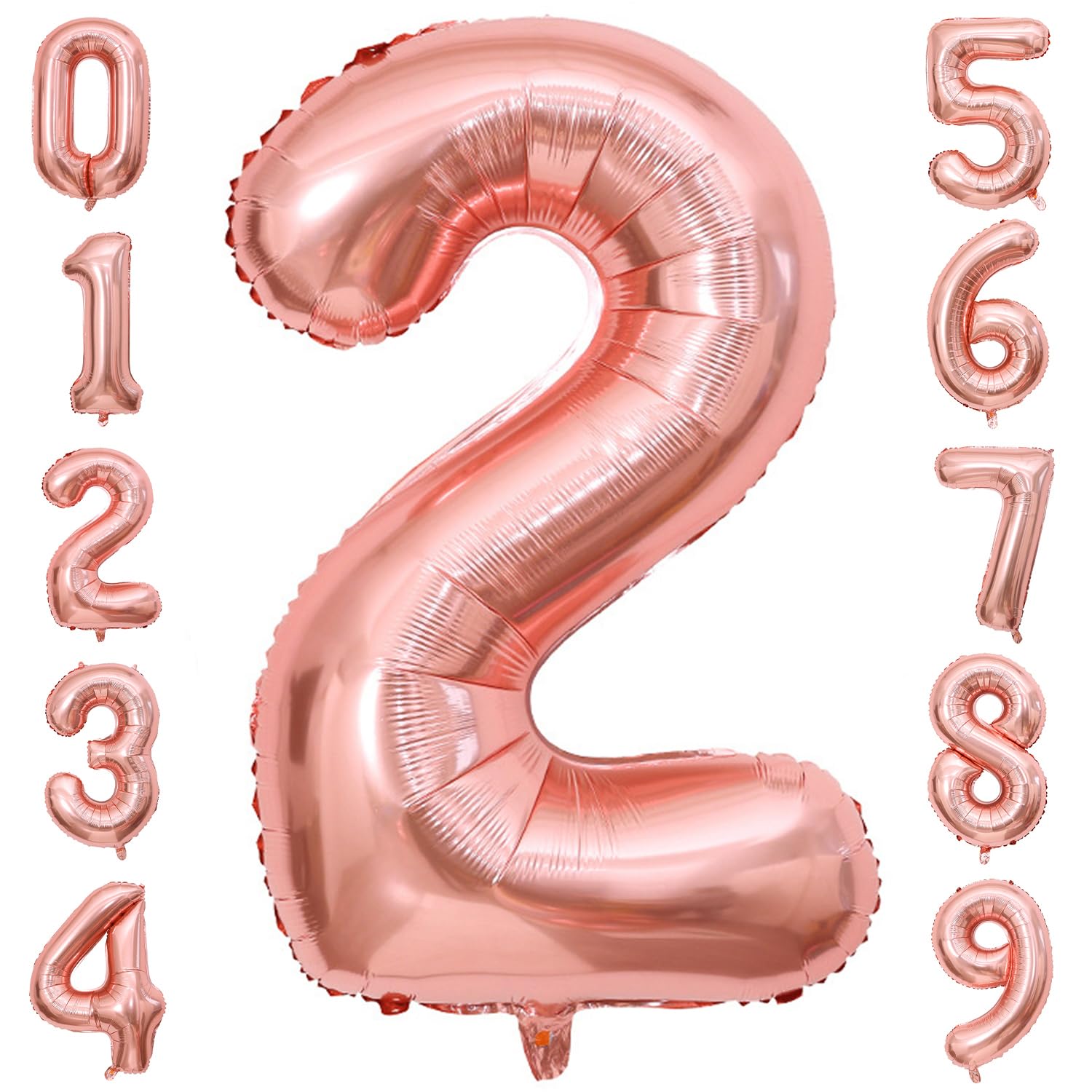 40 Inch Rose Gold Number Balloon 2, Large Number Foil Balloons Mylar for Girl Boy Birthday Party Celebration Decorations Supplies, Digital Balloons for Wedding Anniversary Events Decorations
