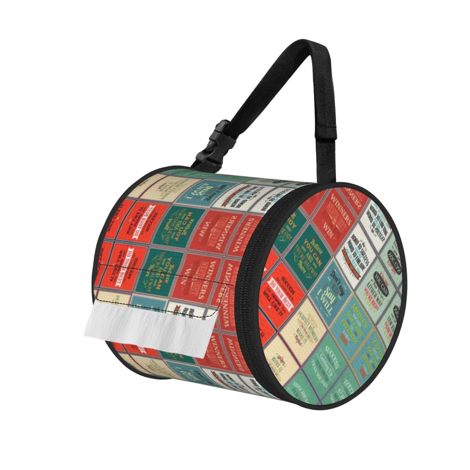 Sayings Printed Roll Paper Carrier Bag, Foldable Oxford Cloth Tissue Case for Camping Hiking Backpack
