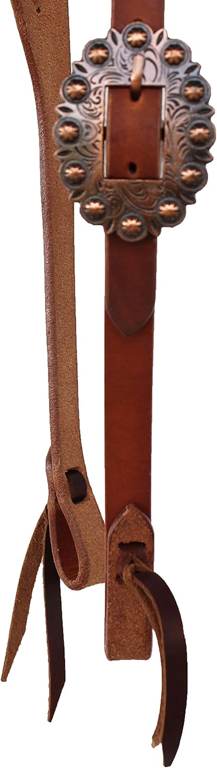 Horse Tan Leather Adjustable Split Ear Headstall w/Tie Ends 975H365