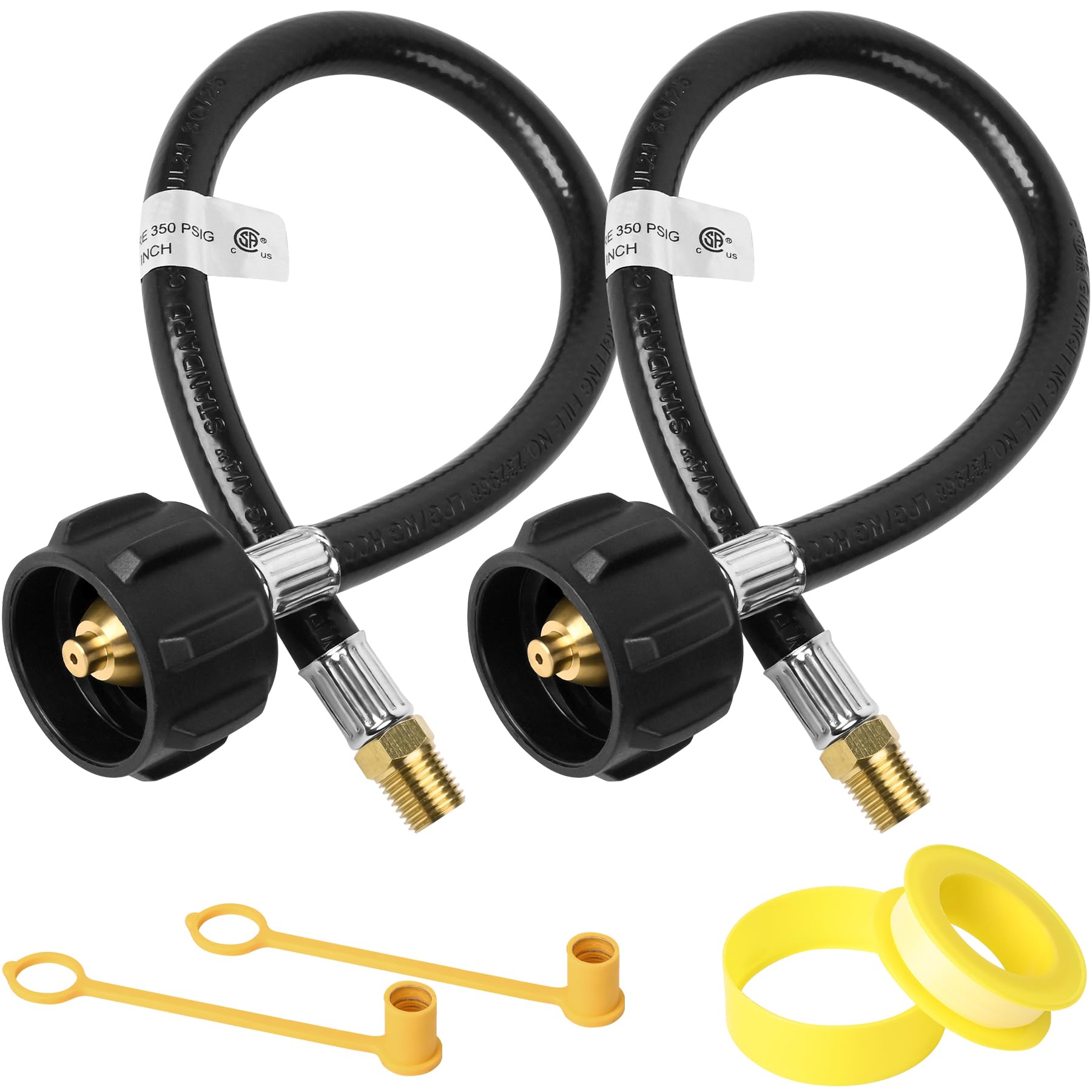 15 Inch RV Propane Tank Hose, 1/4" Male NPT &amp; Qcc1/Typel, Camper Propane Hose for Standard RV Two-Stage Regulator, for BBQ,Outdoor Cooking,Camping &amp; Heating - 2 Pack