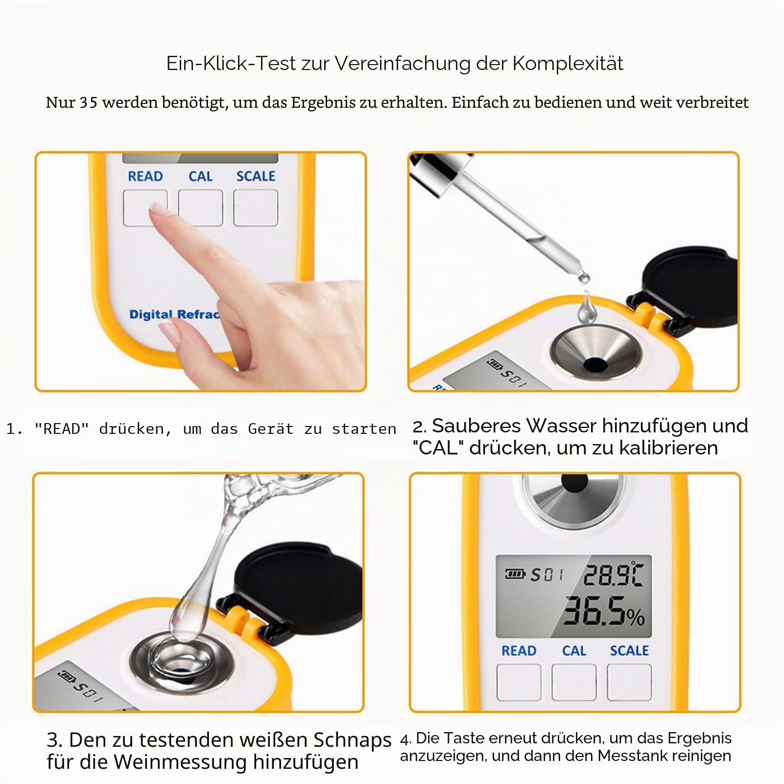 Digitales Alkohol-Refraktometer 0–80 °C Zur Messung der Baijiu-Konzentration – Keine Batterie Im Lieferumfang Enthalten – Inklusive PE-Beutel-Verpackung