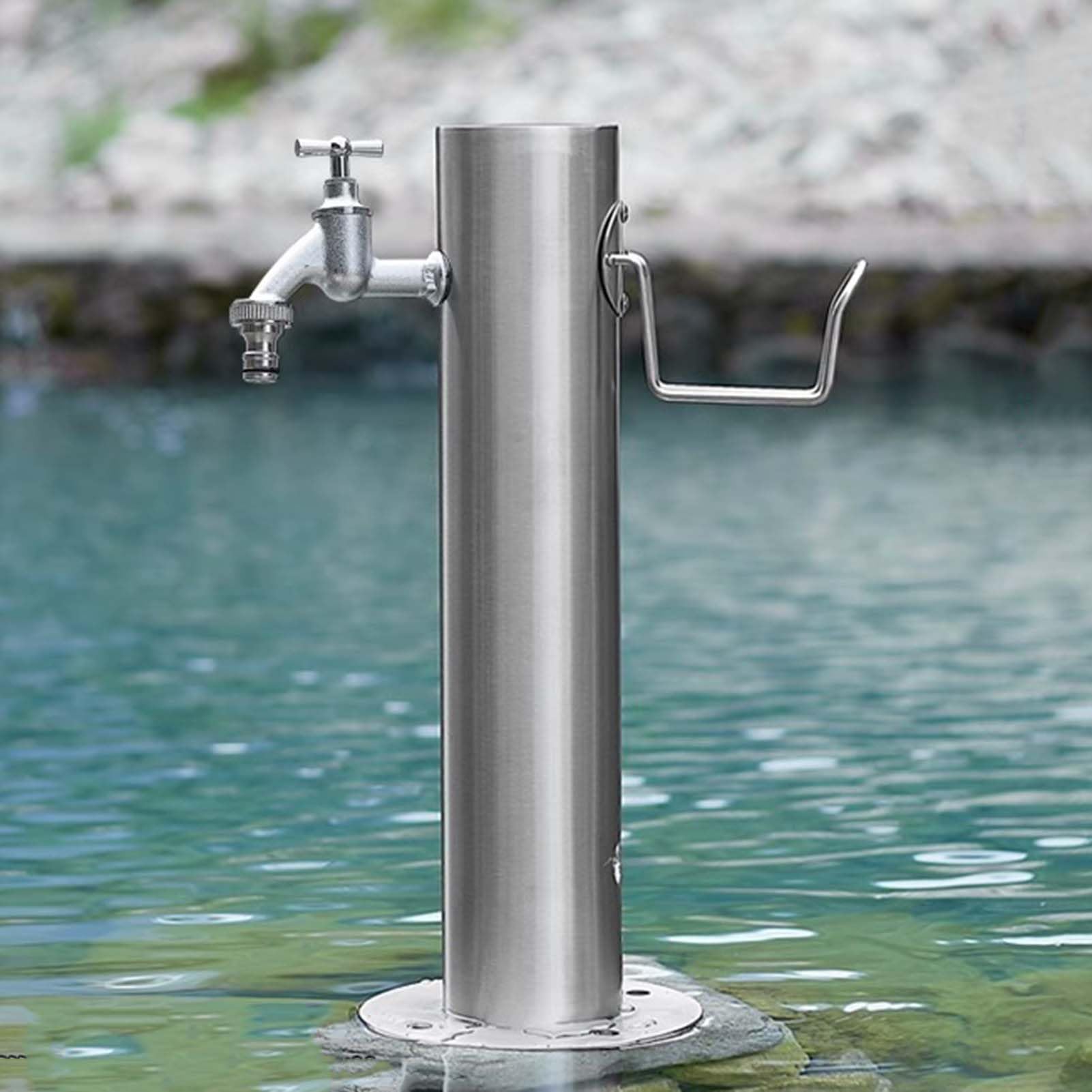 ZYCHSJXA Stainless Steel Water Column with Faucet - Independent Outdoor Fountain for Patios and Gardens Perfect Enhancing Spaces.
