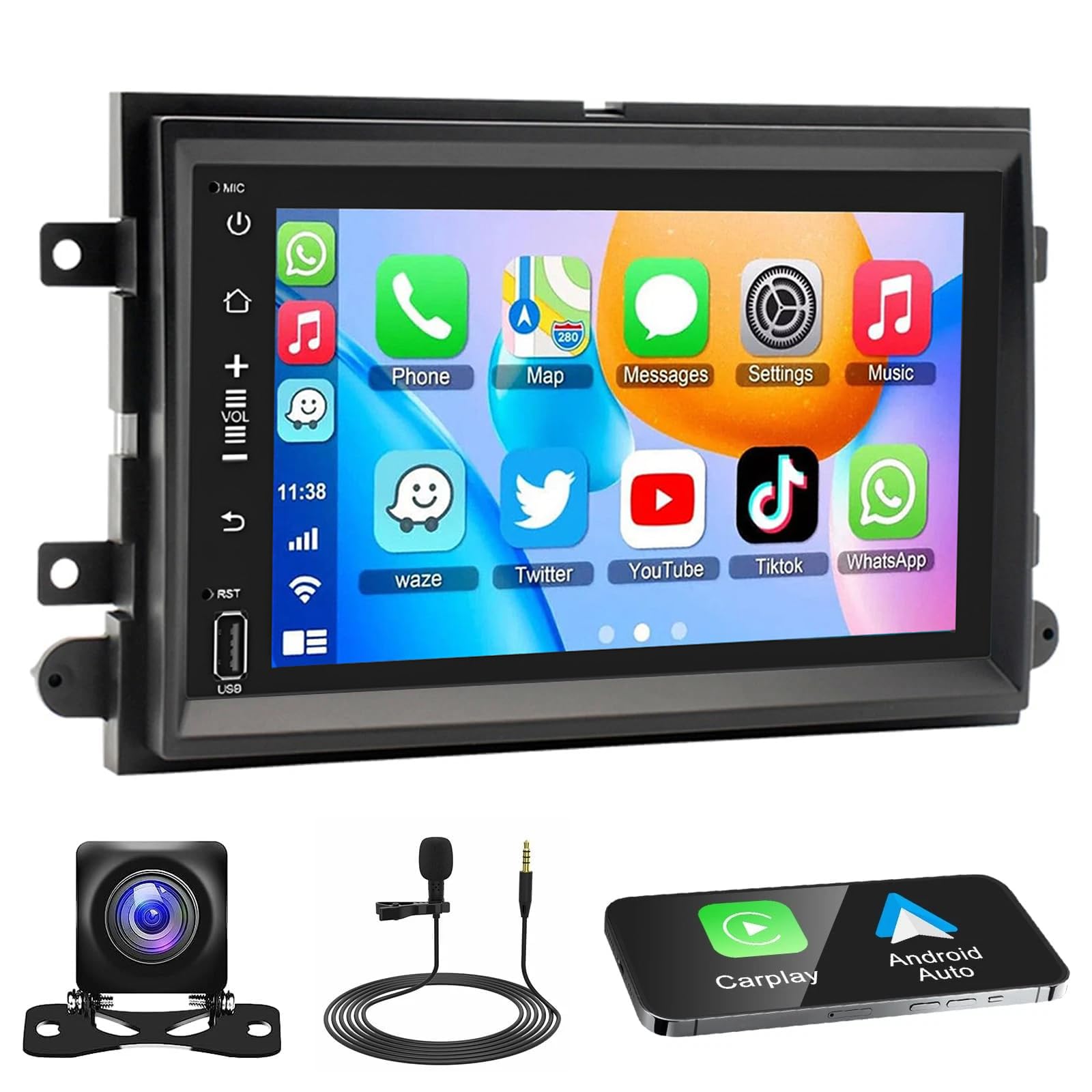 Android 13 Car Stereo Radio for Ford E250/E350 2009~2014 for Ford Escape 2008~2012 7in GPS Navigation for CarPlay Wireless Android Auto Bluetooth FM/RDS WiFi/SWC/Mirror Link 2+32G