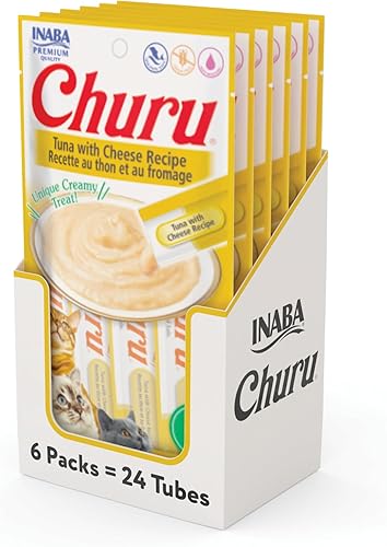 Vista 45 de INABA Churu - Bocadillo para gato, puré cremoso para gatos, sin cereales, que se puede lamer y exprimir, con vitamina E y taurina, 24 tubos de 0.5