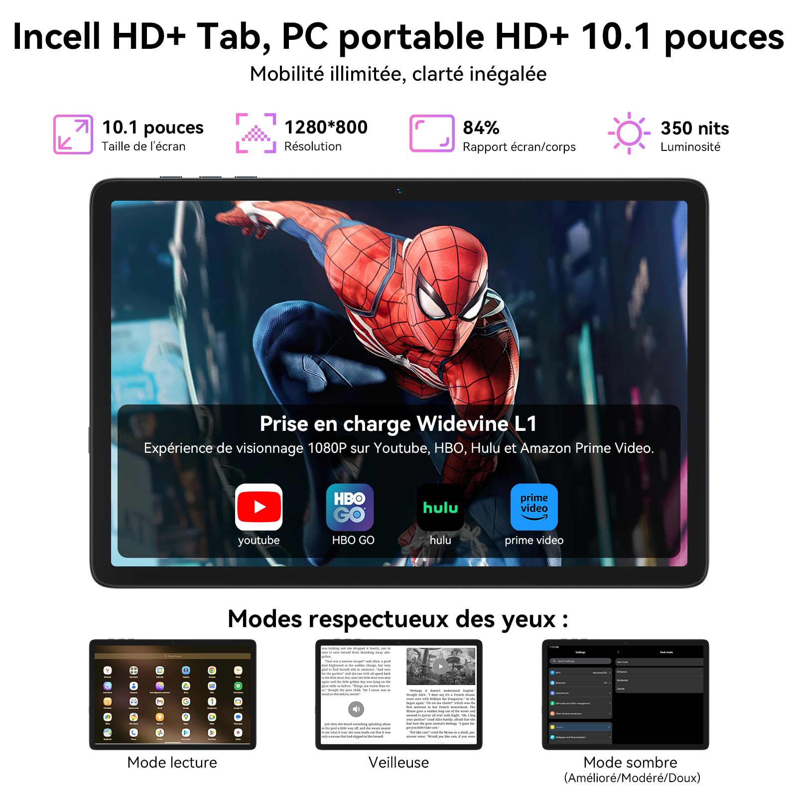 TABWEE Android 16 Tablette avec Clavier et Stylet, 24 Go+ 256 Go (4To TF) | Idéal Pour Études et Loisirs, Octa-Core, Widevine L1, Tablette 10 Pouces, Gemini AI, GPS, Face ID -Bleu (Garantie de 4 Ans)