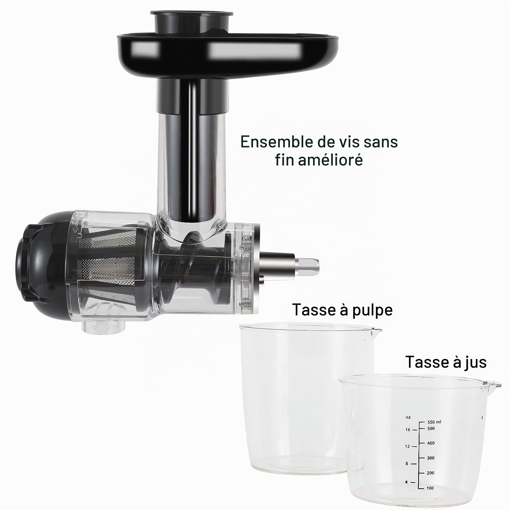 Italdos Extracteur de Jus Froid compatible pour KitchenAid, Extracteur de Fruits et Légumes, Slow Juicer Presse à Froid adapté à tous les Fruits et Légumes, Rendement élevé en Jus