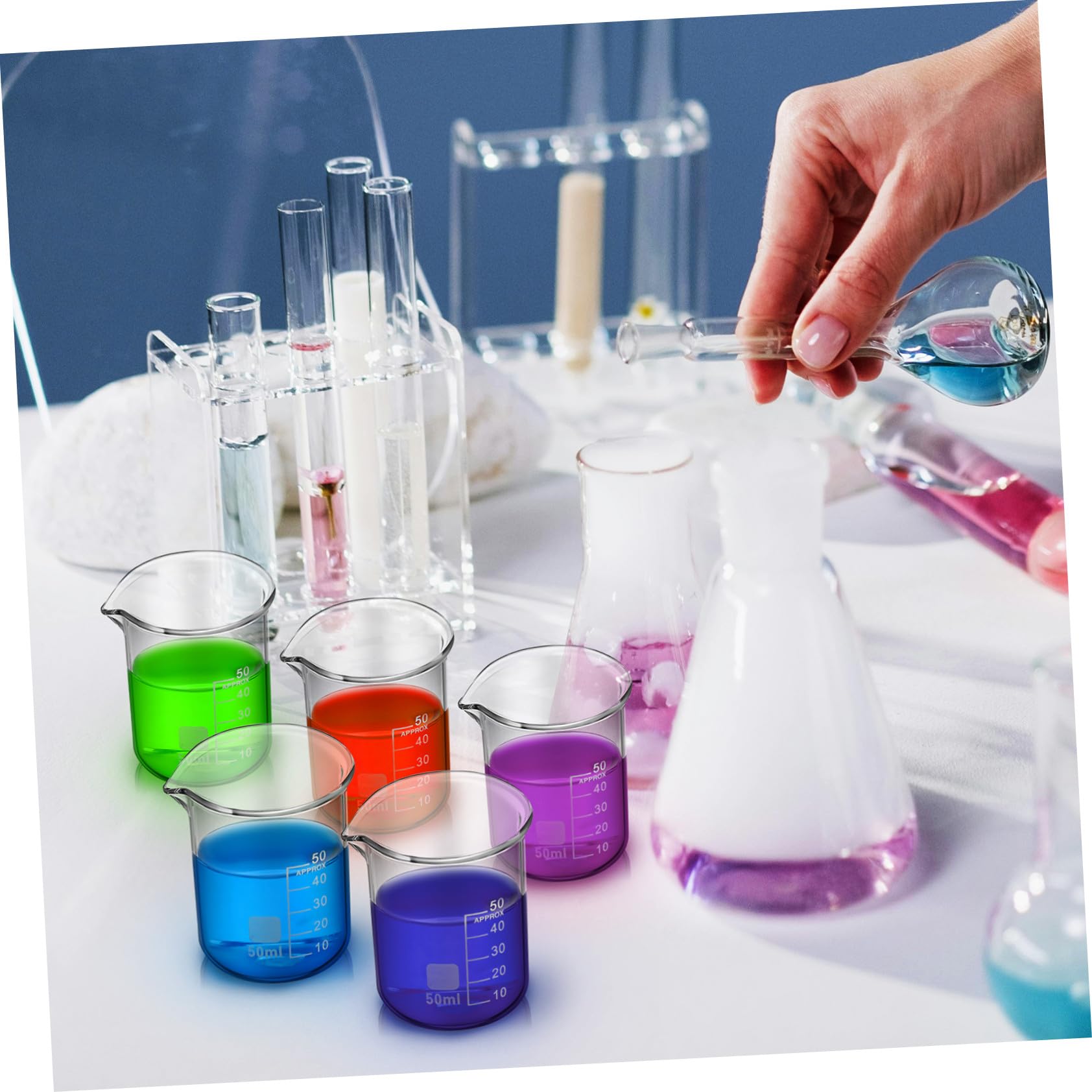 IMIKEYA Vaso Medidor de Precisión 50ml de Vidrio, 20 Piezas | Vaso Graduado de Laboratorio, Medición Exacta y Limpieza Fácil, Diseño Simple y Elegante