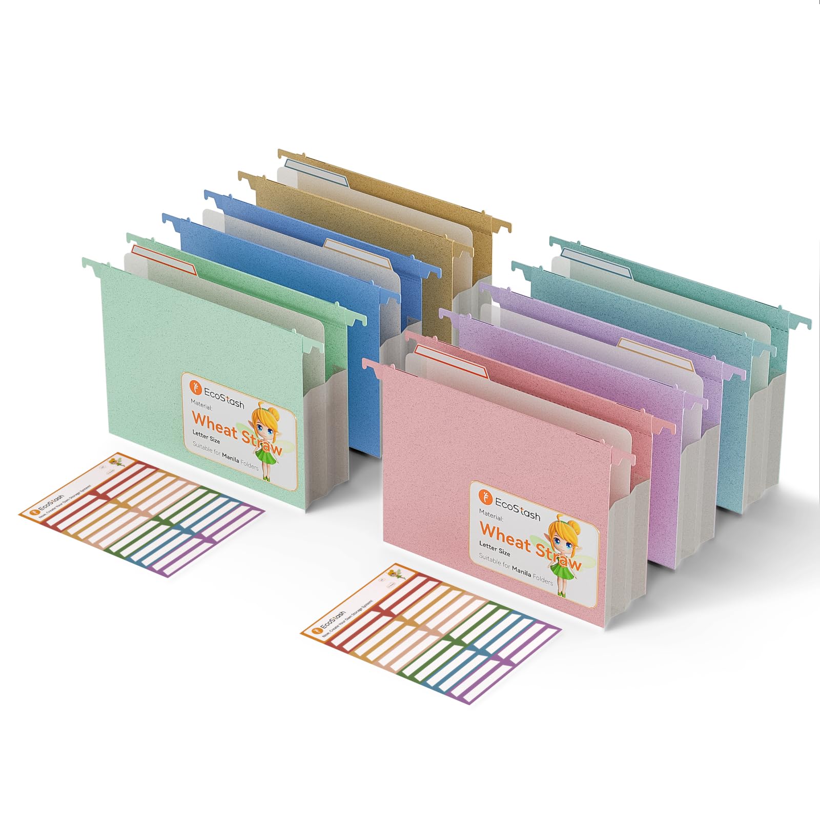 EcoStash Cartelline portadocumenti espandibili in paglia di grano, 8 cm, grande capacità, formato lettera per schedari, deposito tasse e contratti, organizer per ufficio e casa, colore A - 6
