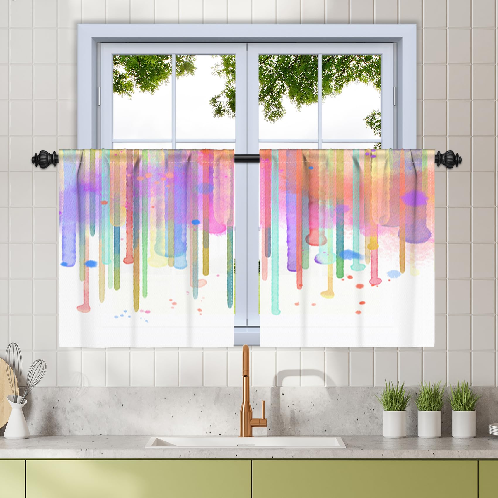 Rideaux art abstrait peinture moderne Renaiss effet lin de qualité